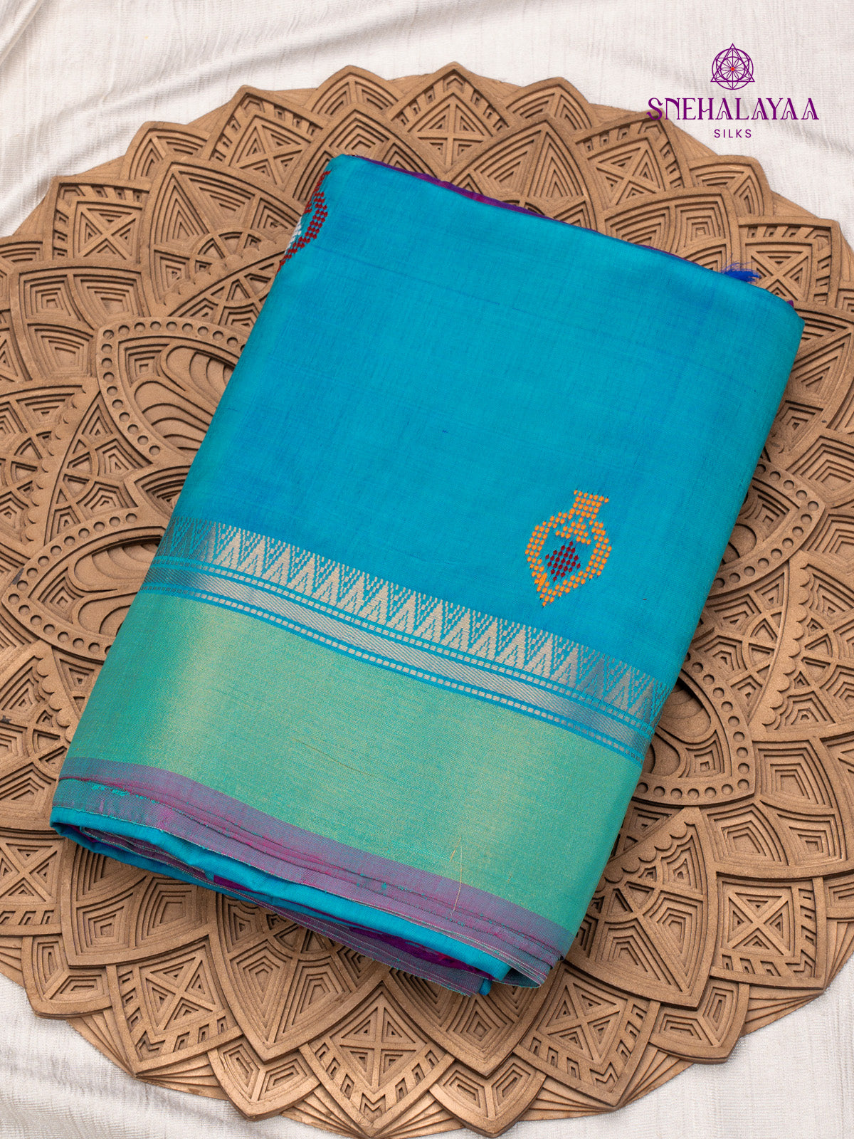 Blue Katan Silk Saree