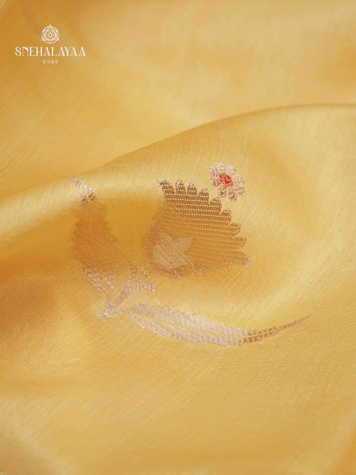 Pale Yellow Banaras Dupion Silk Saree
