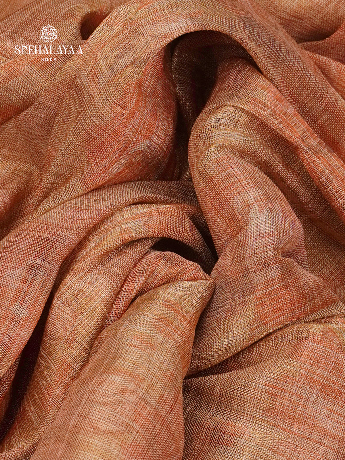 Orange With Pale Pink Linen Tissue Saree
