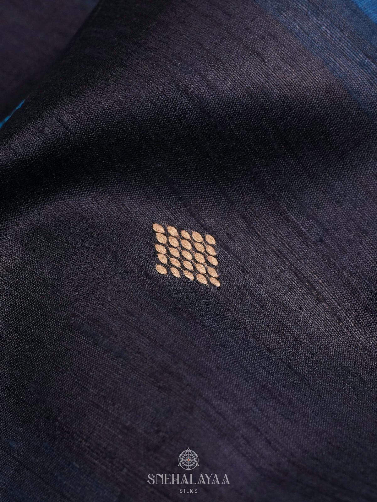 Navy Blue Tussar Saree