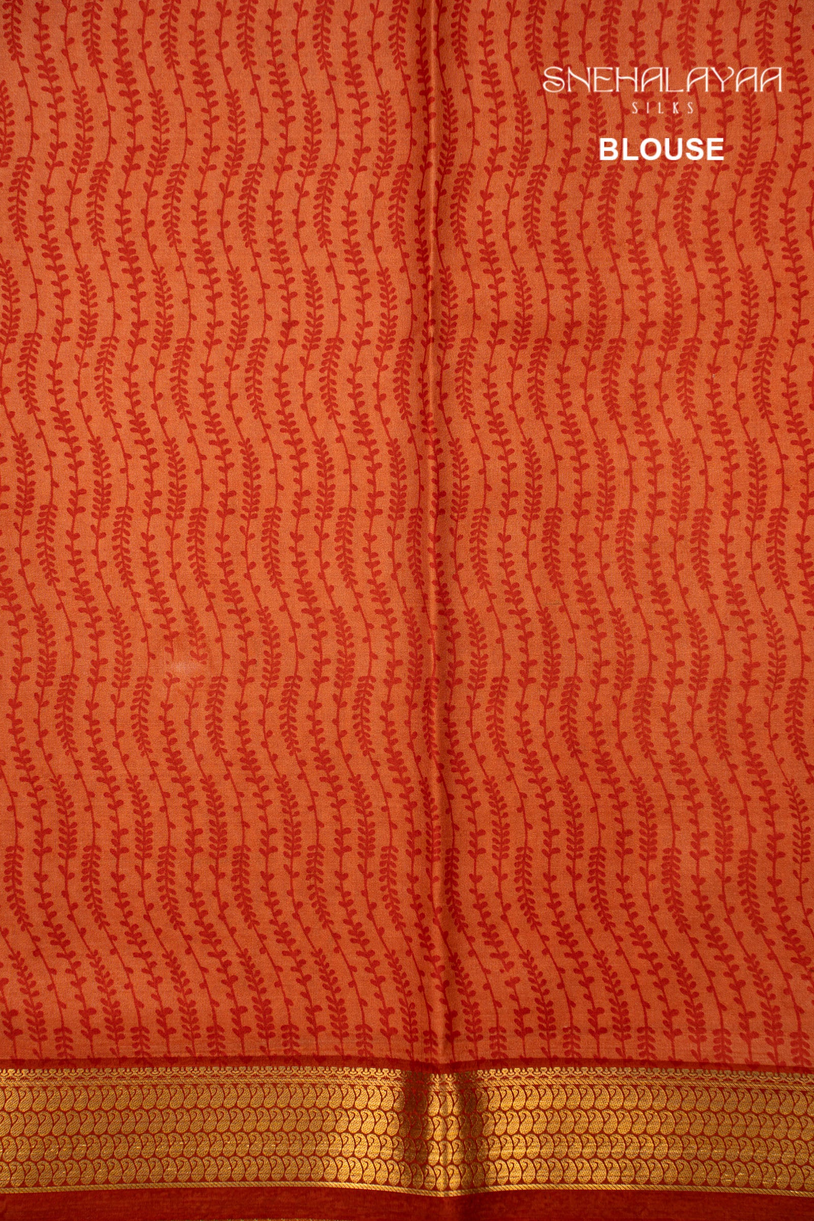 Tangerine Orange Printed Mysore Silk Saree