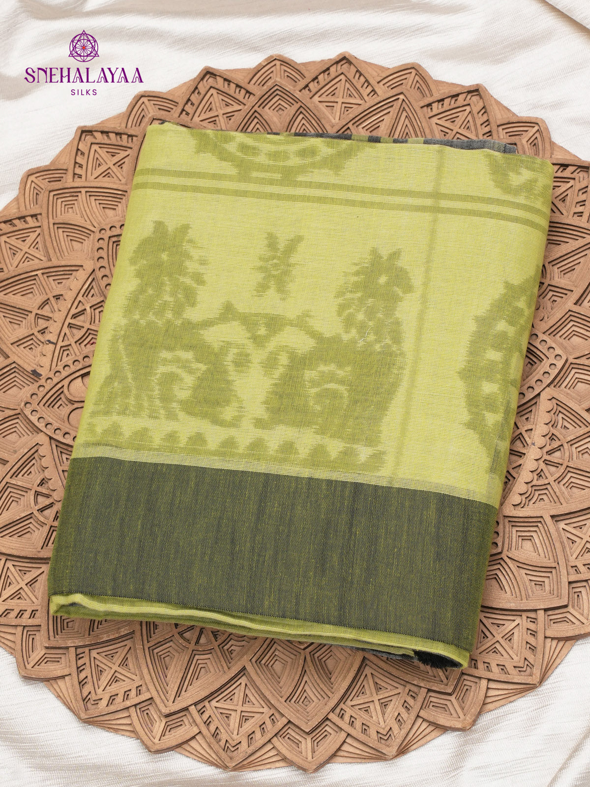 Olive Green Khadi Cotton Saree