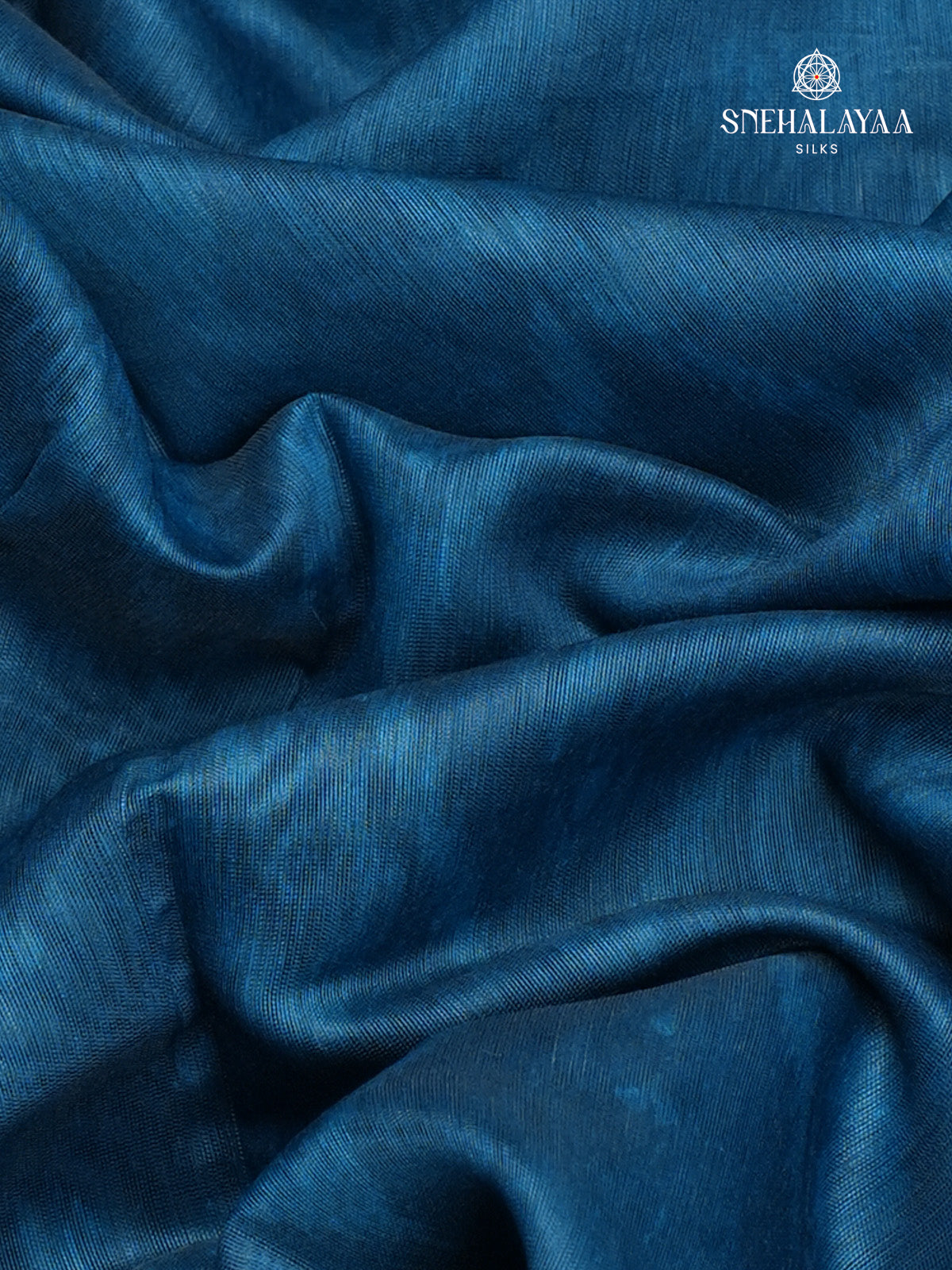 Teal Blue Printed Linen Saree