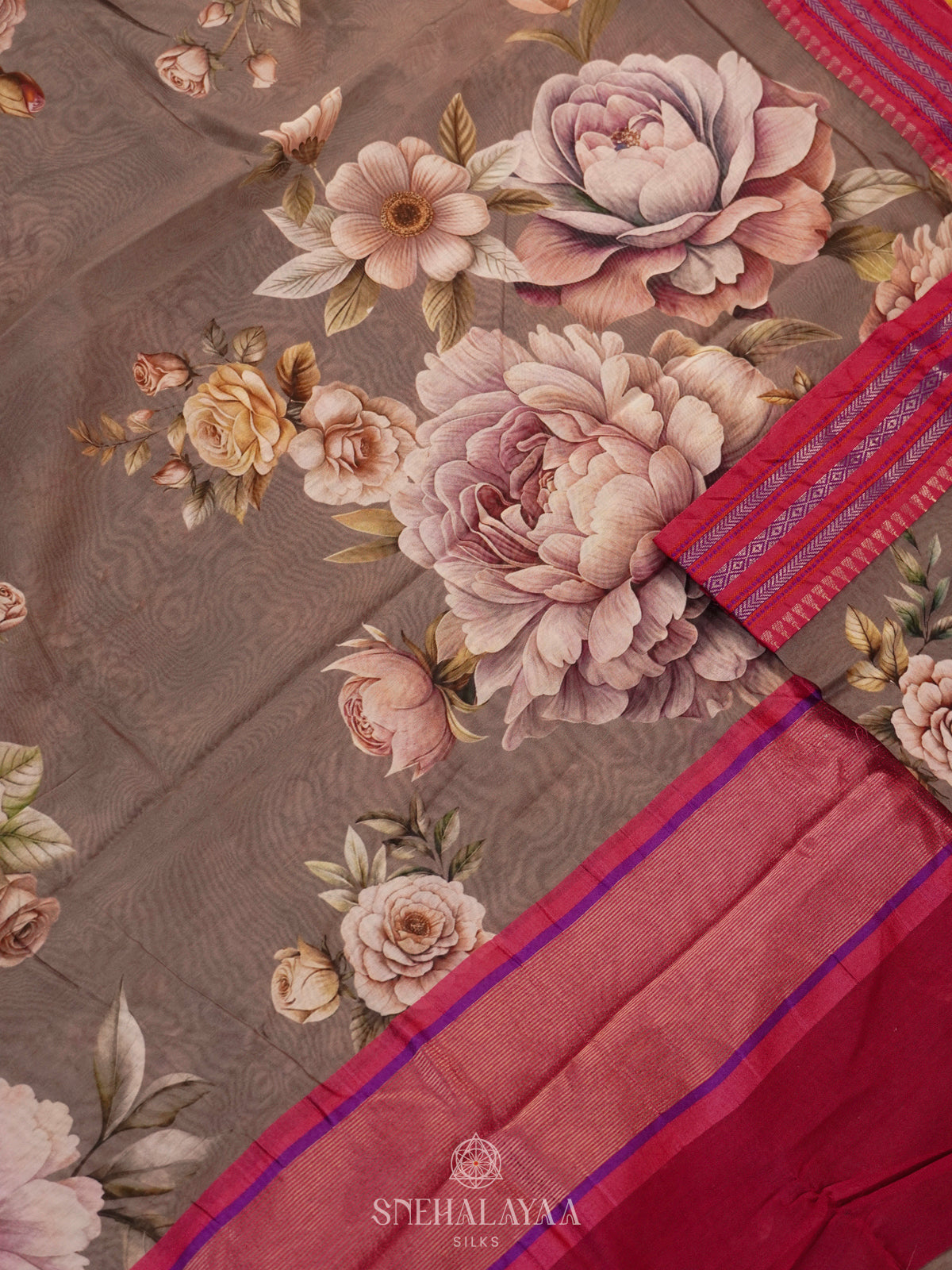 Taupe Chanderi Saree