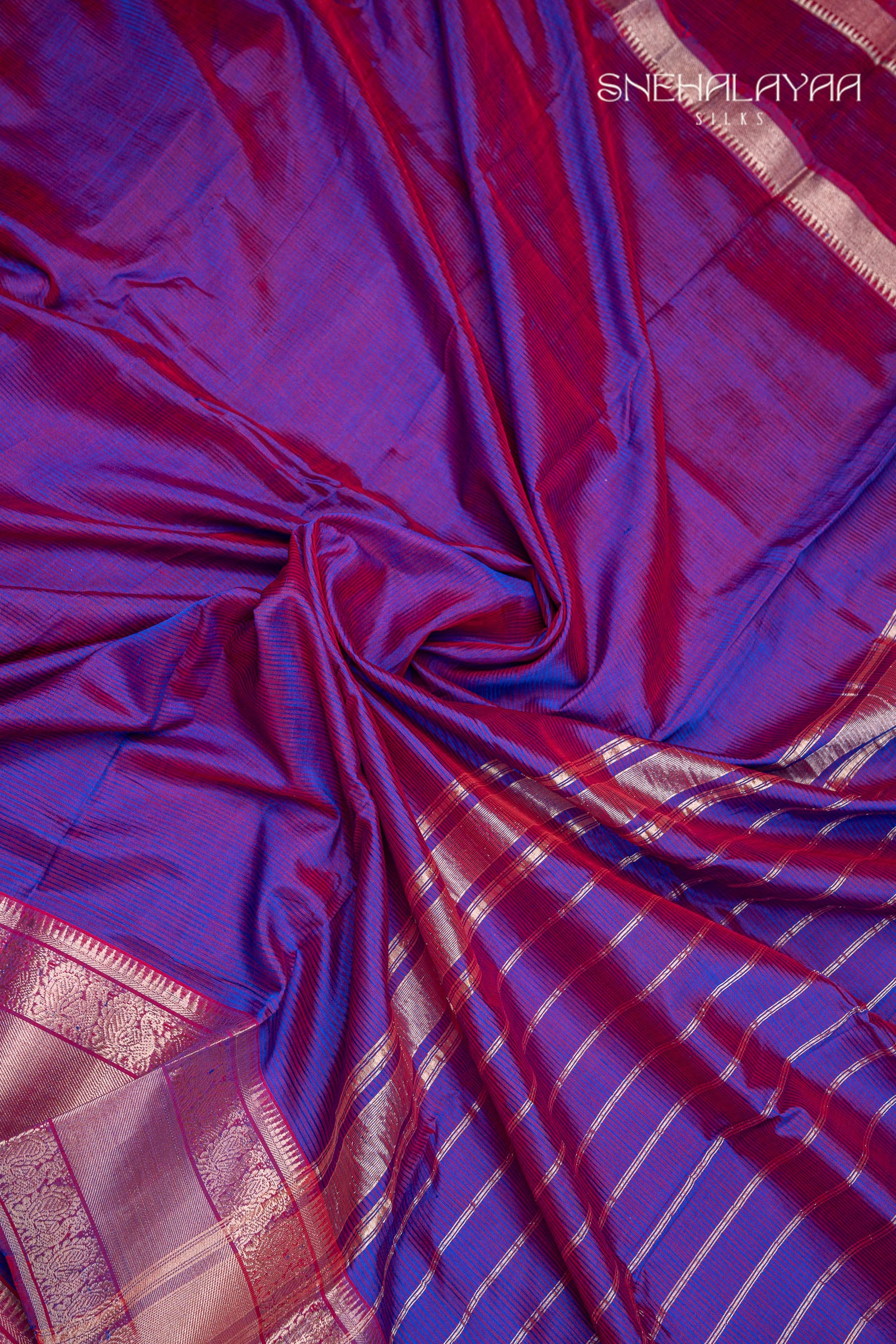 Peacock Blue Mangalgiri Silk Saree