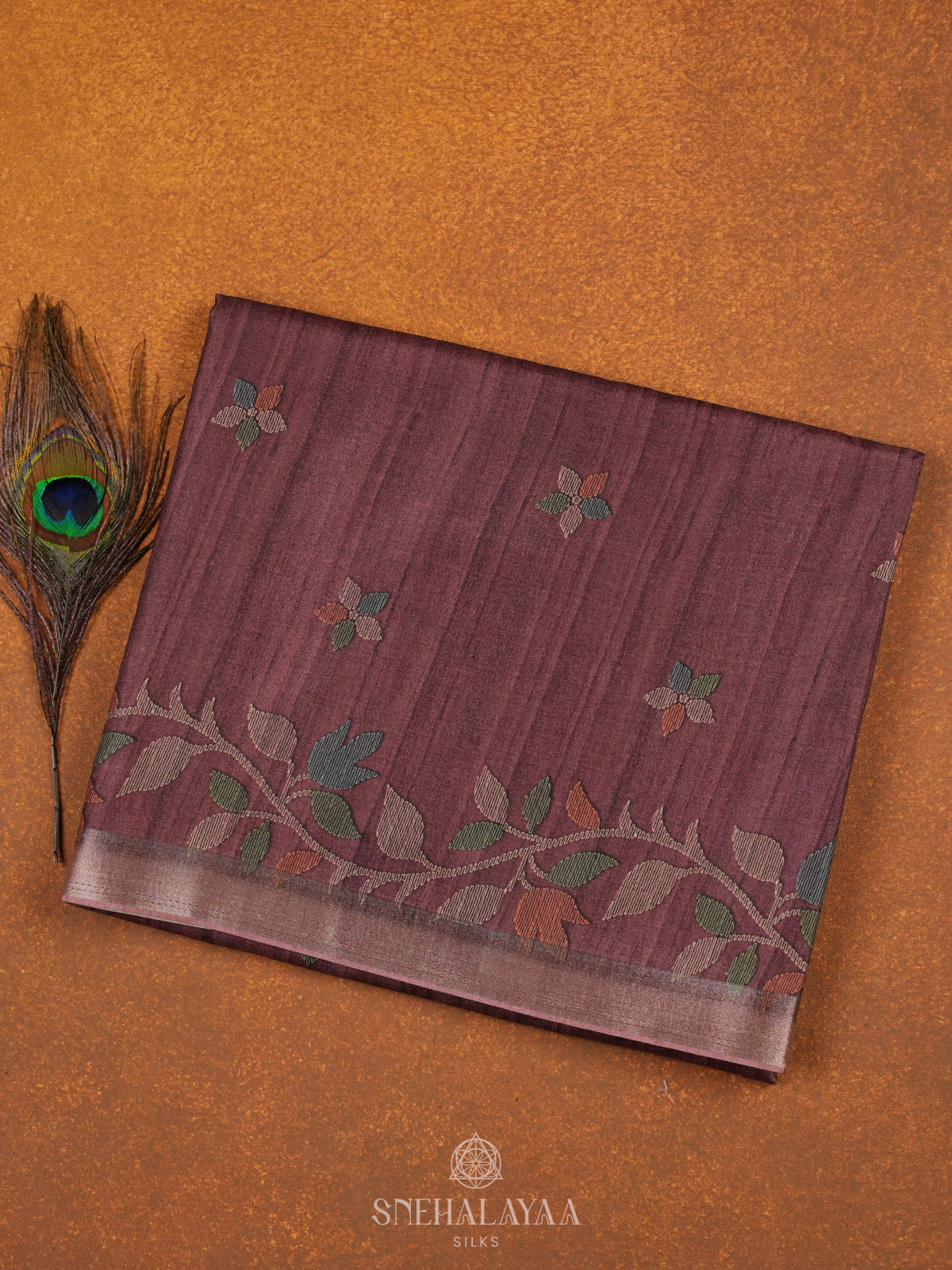 Maroon Tussar Saree