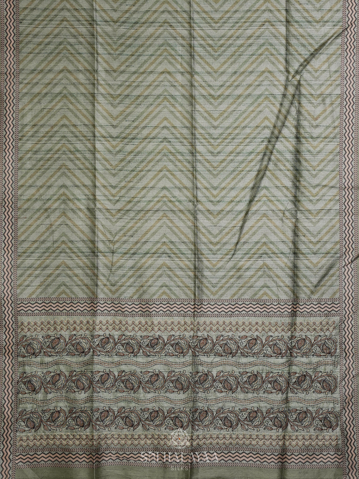 Pista Green Tussar Embroidery Saree
