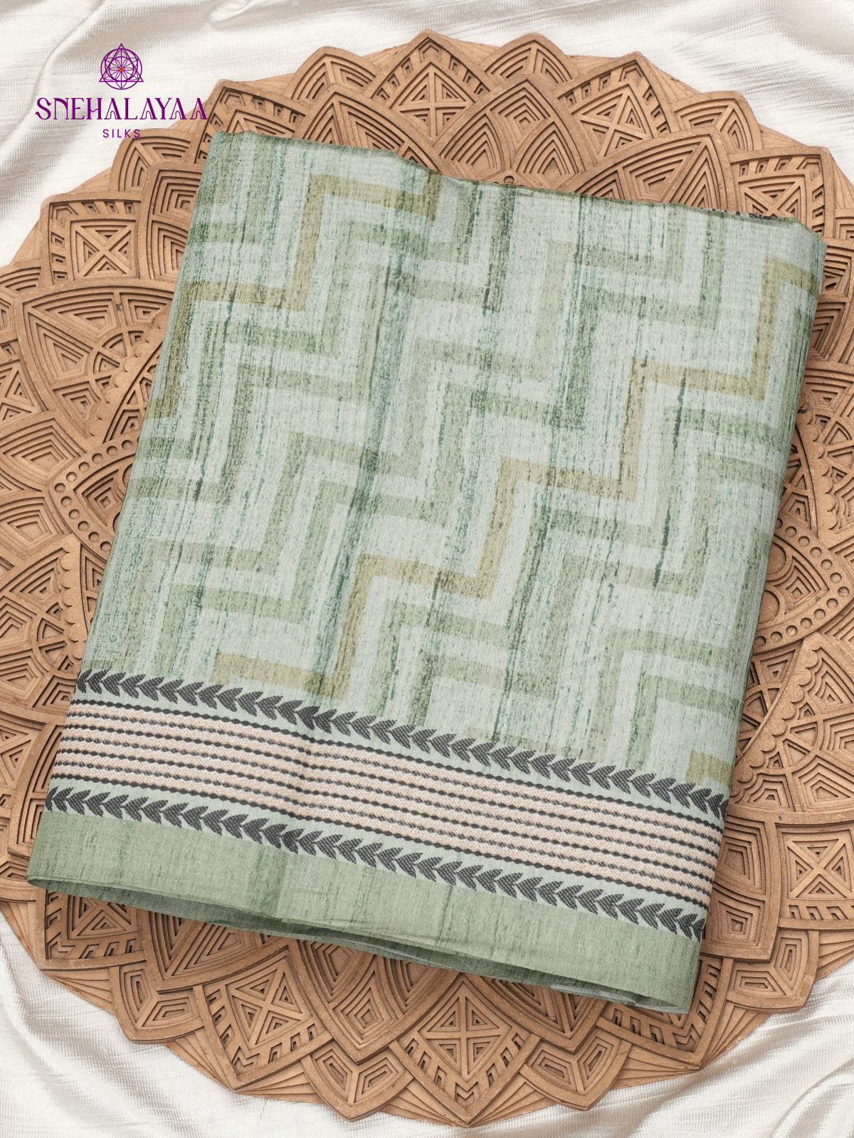 Pastel Green Tussar Embroidery Saree