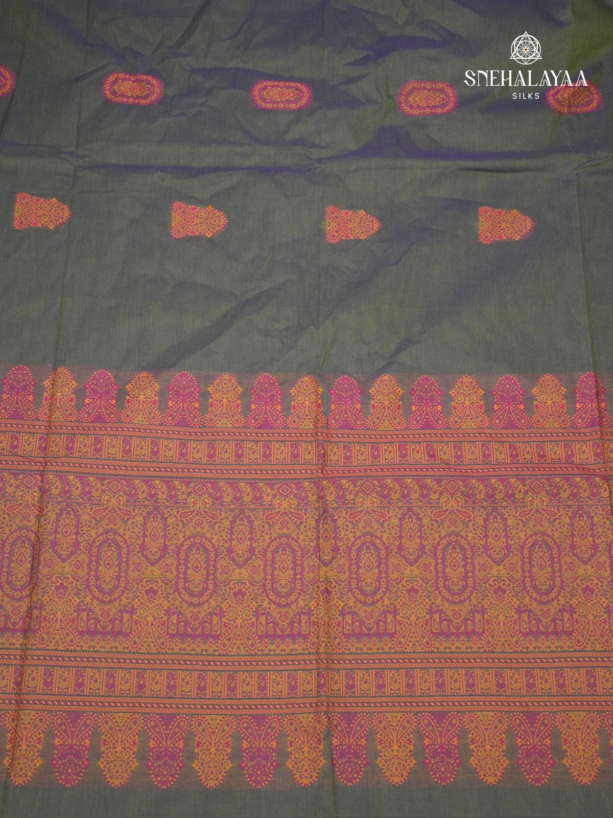 Grey Handloom Cotton Saree