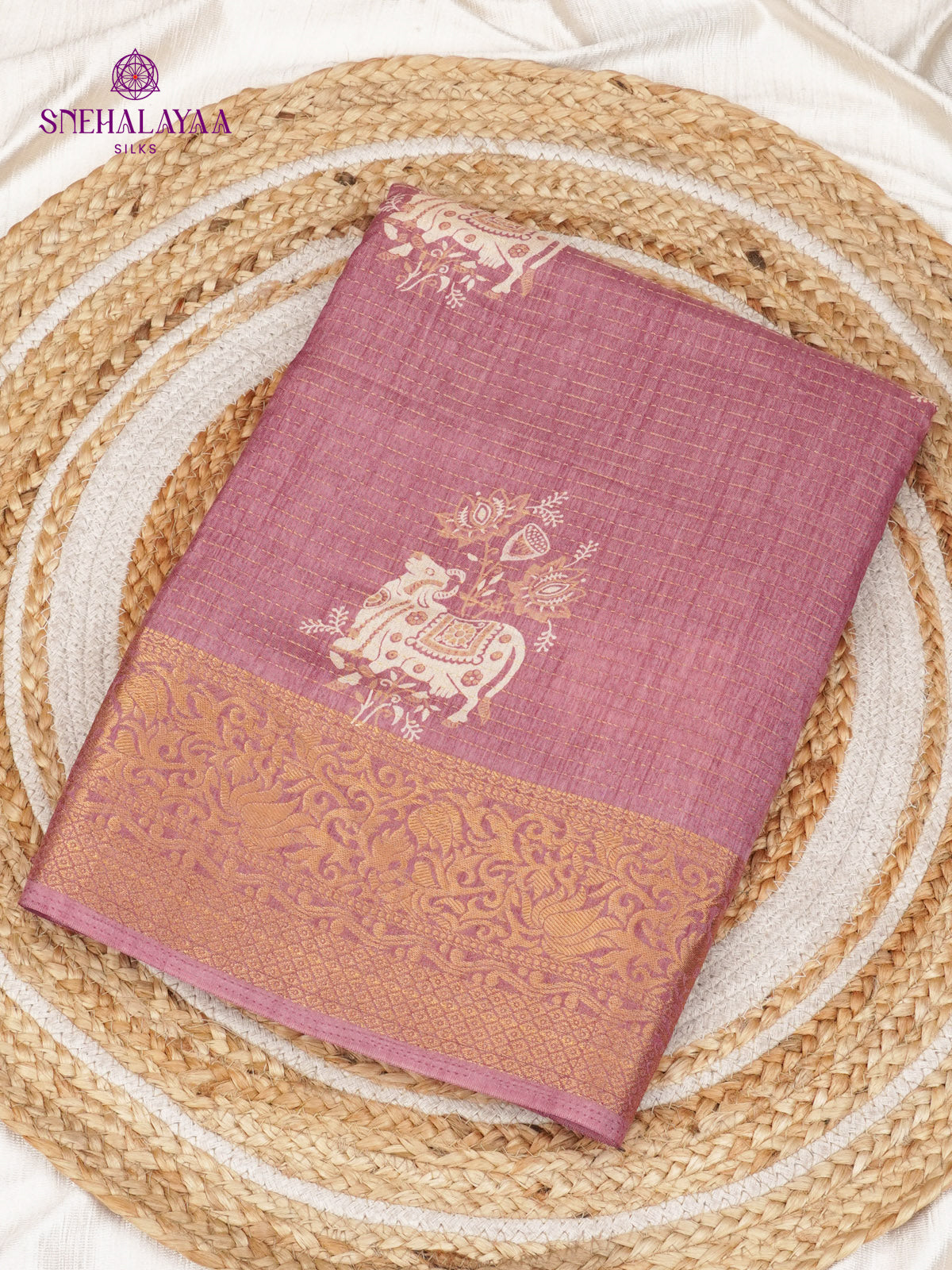 Mauve Pink Dola Silk Saree