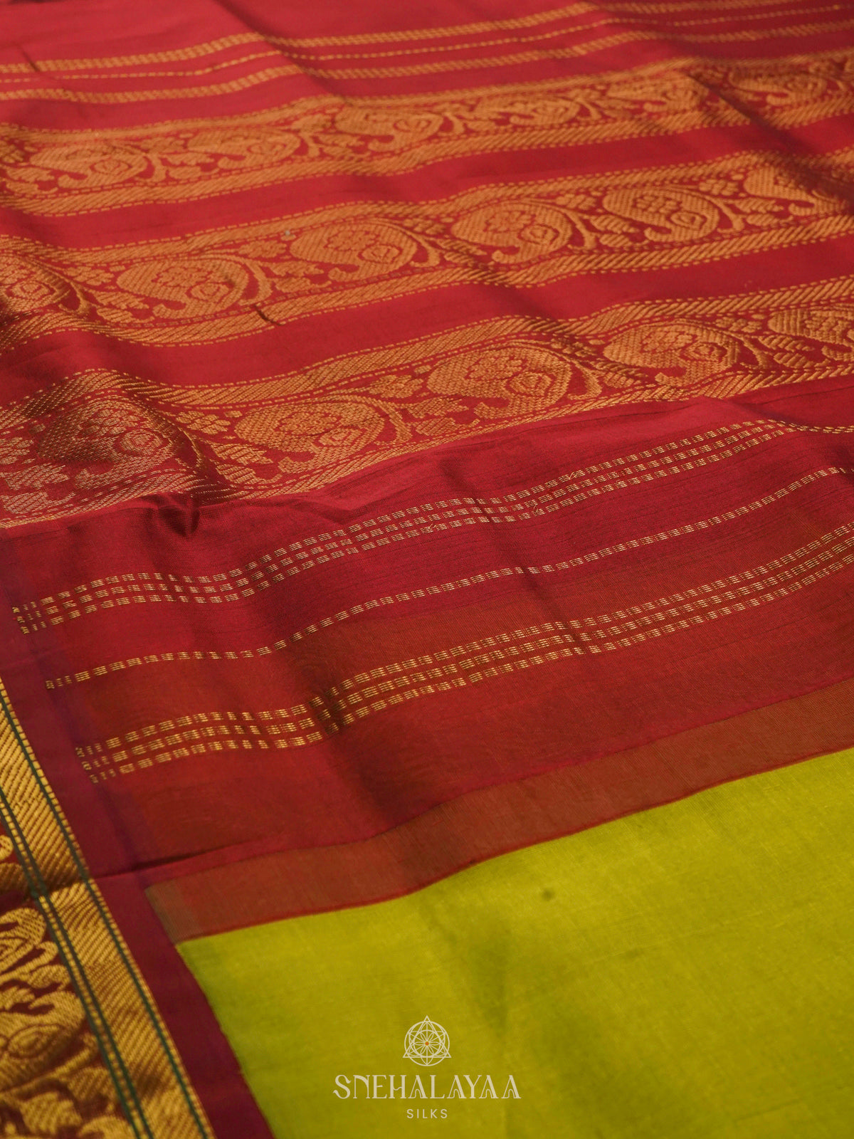 Lime Green Kanchi Silk Cotton Saree
