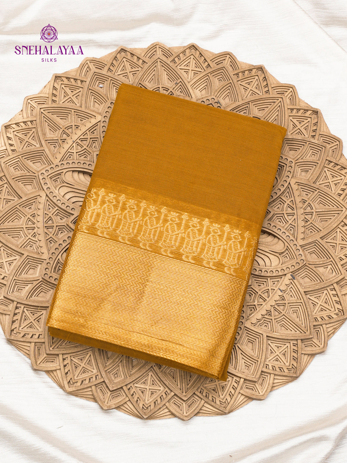 Mustard Yellow Chettinad Cotton Saree