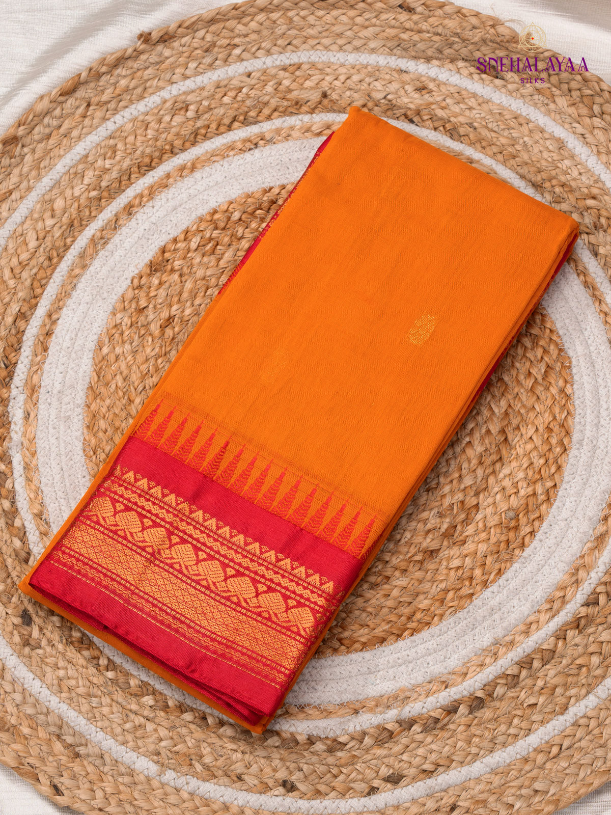 Orange Gadwal Cotton Saree