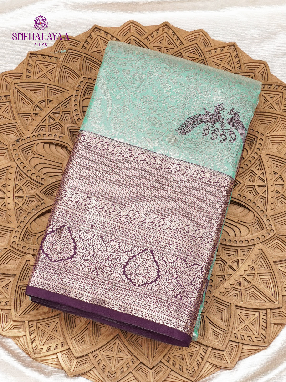 Teal Blue Art Silk Saree