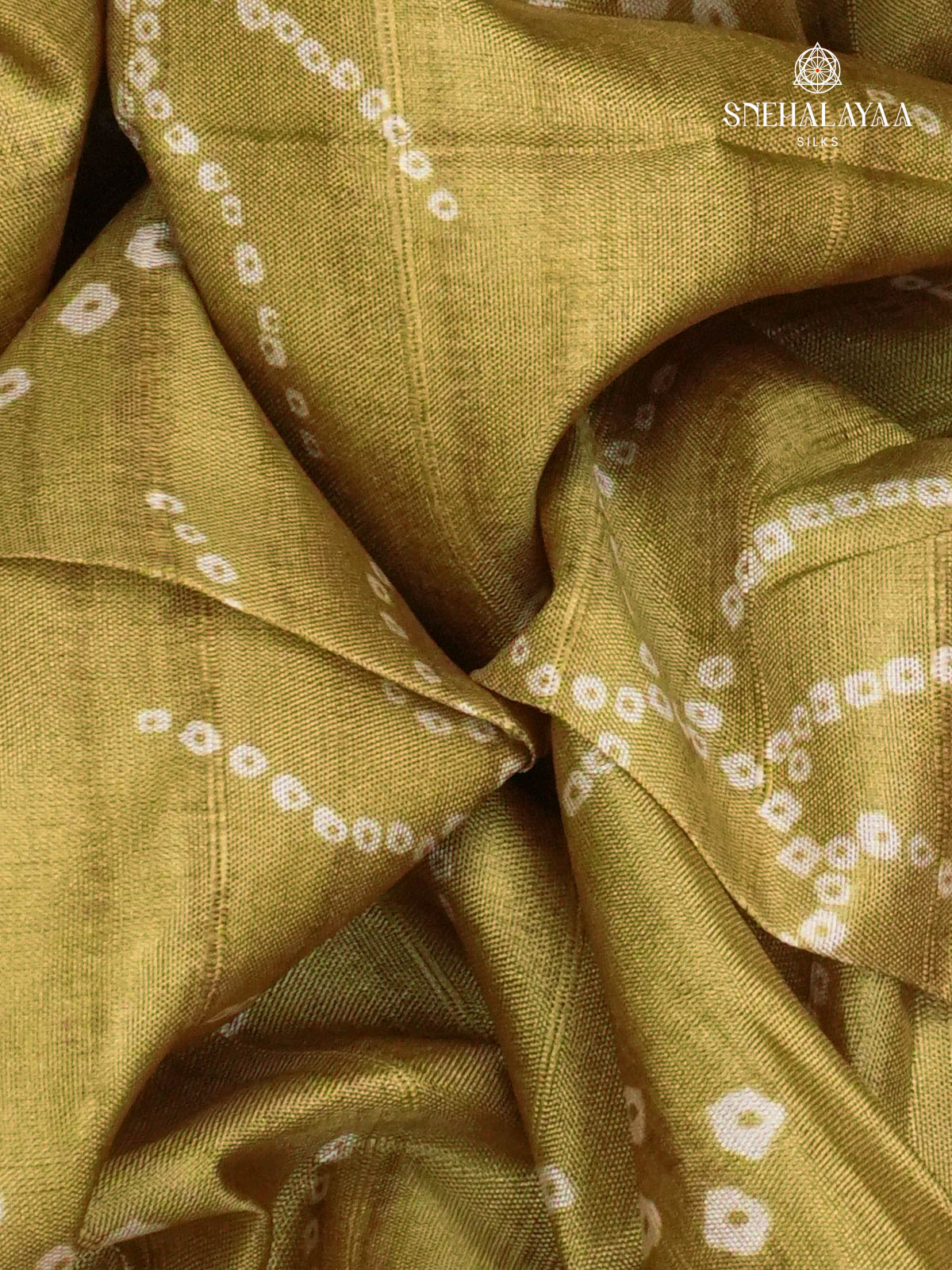 Olive Green Printed Tussar Saree