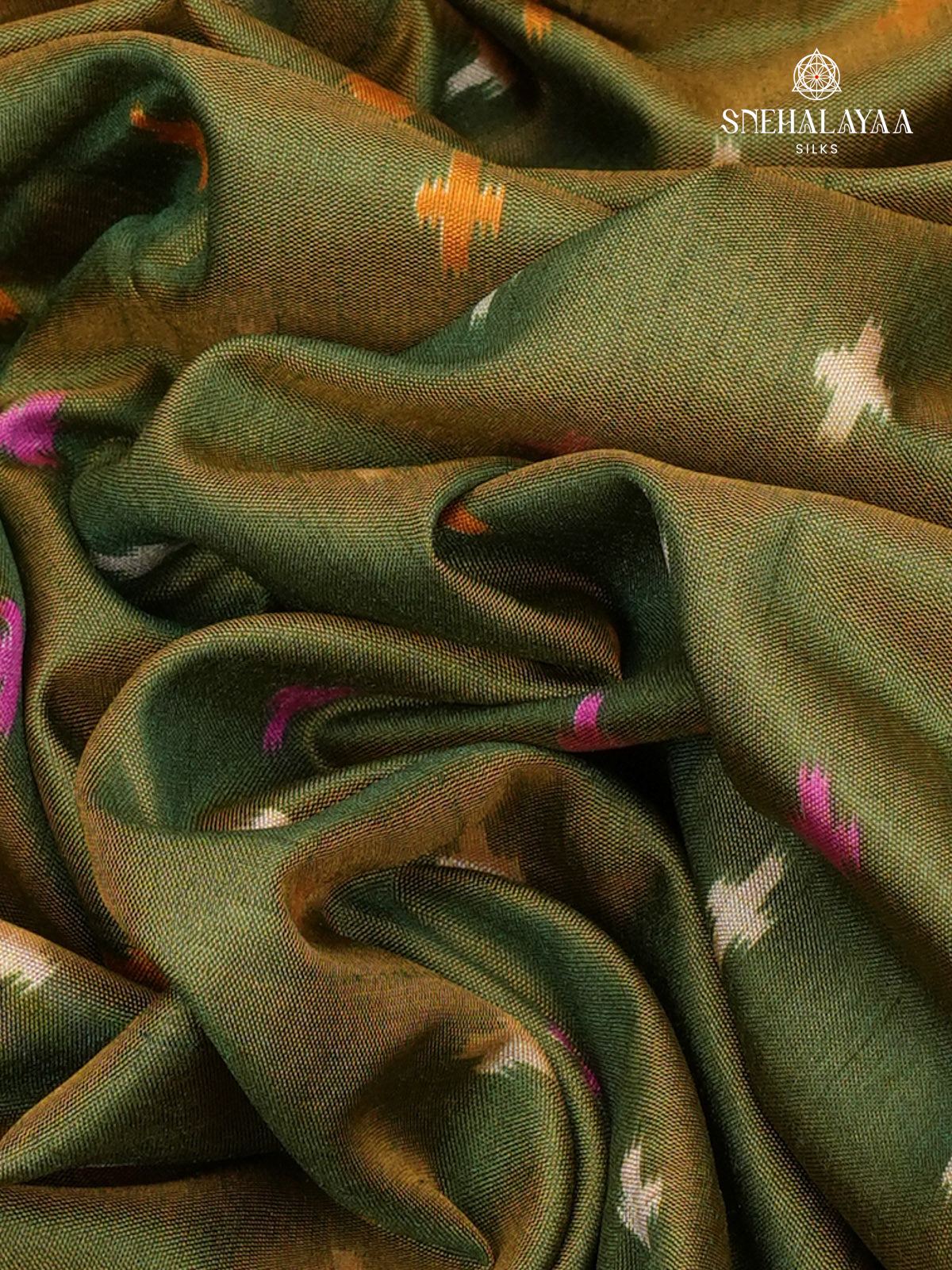Olive Green Ikat Saree