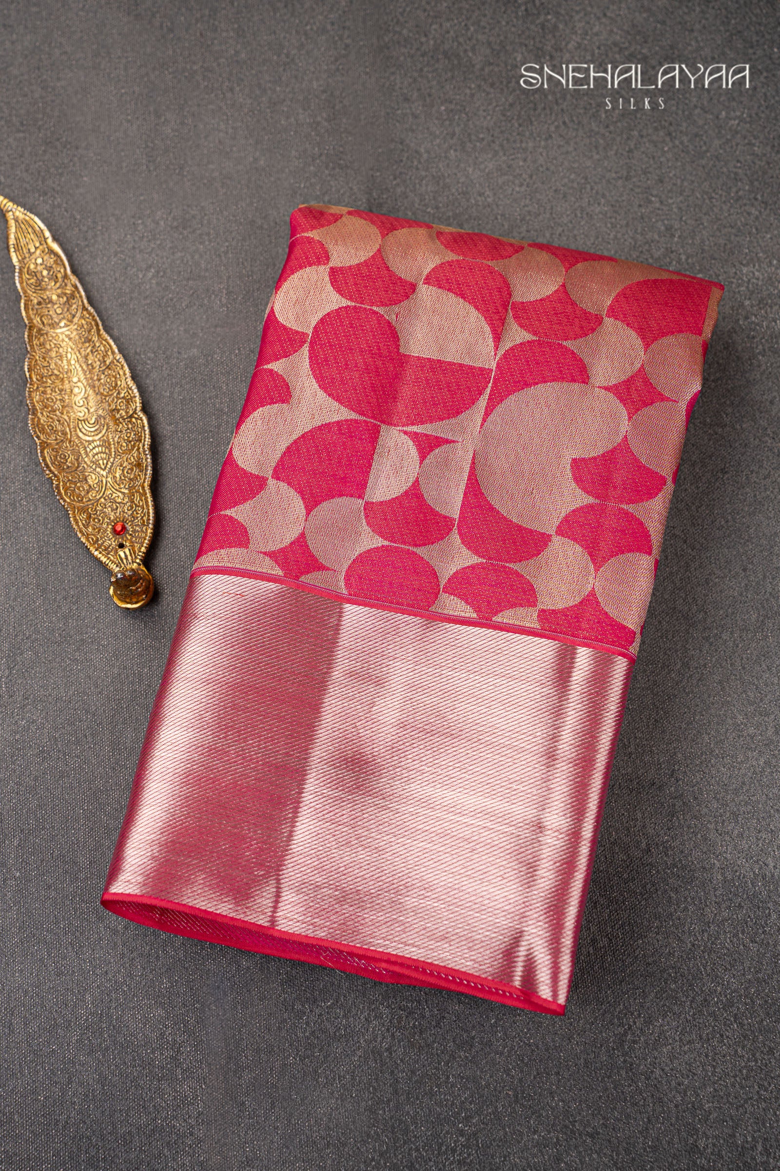 Cherry Pink Kancheevaram Silk Saree