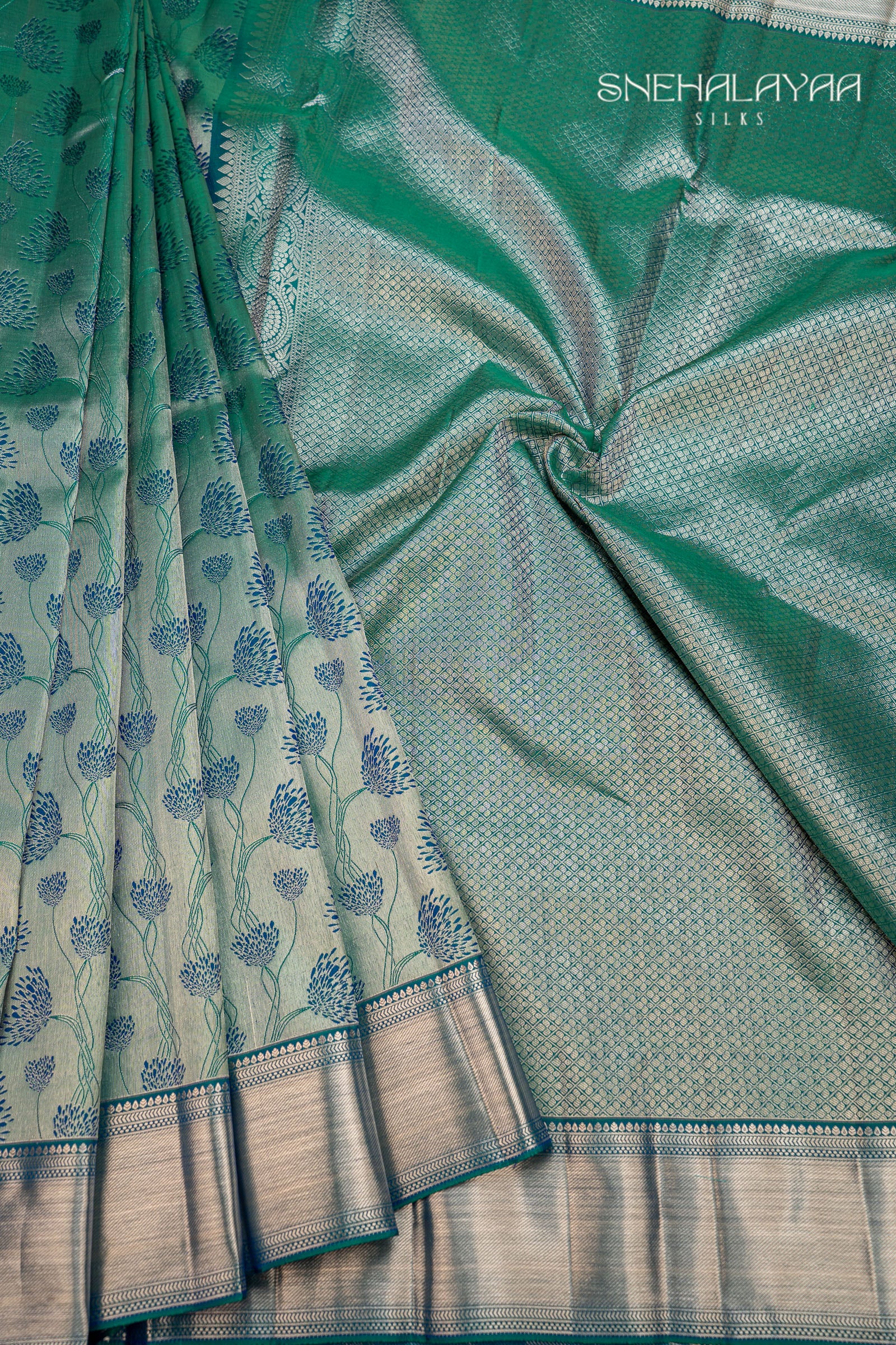 Peacock Green Kancheevaram Silk Saree