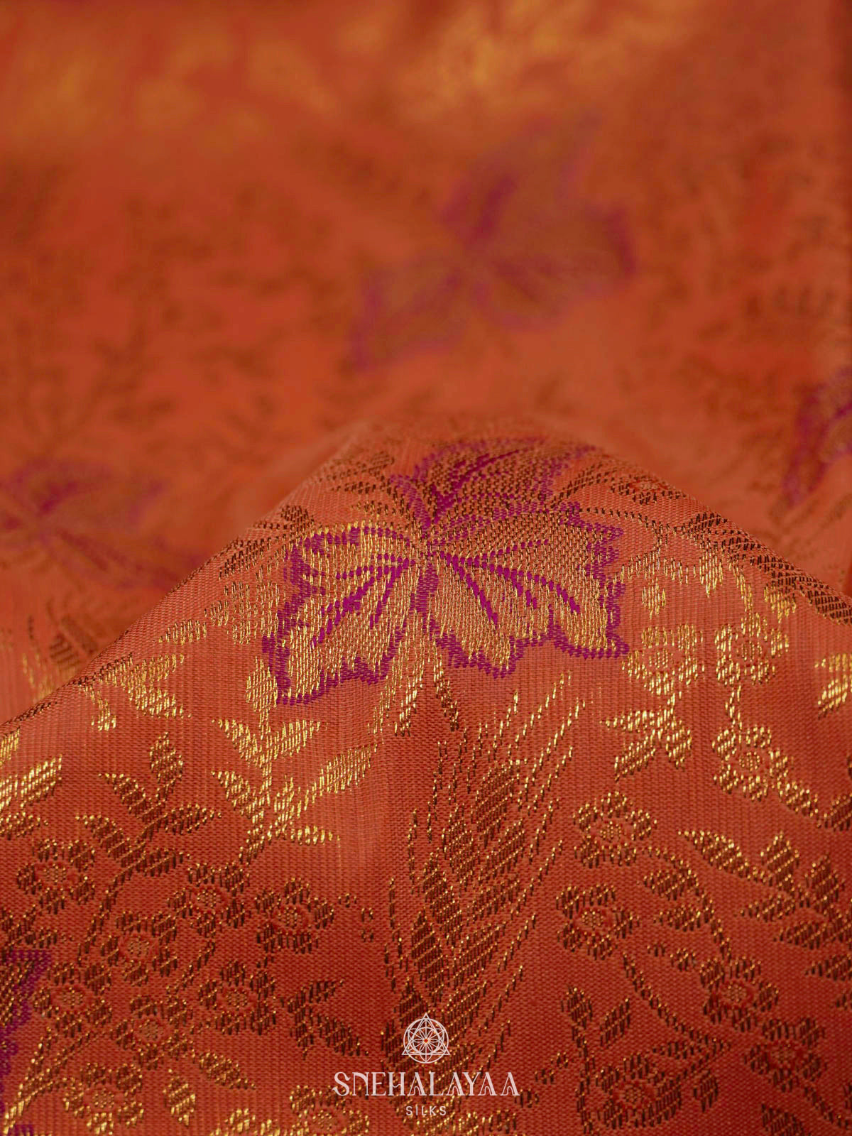 Orange Art Silk Saree