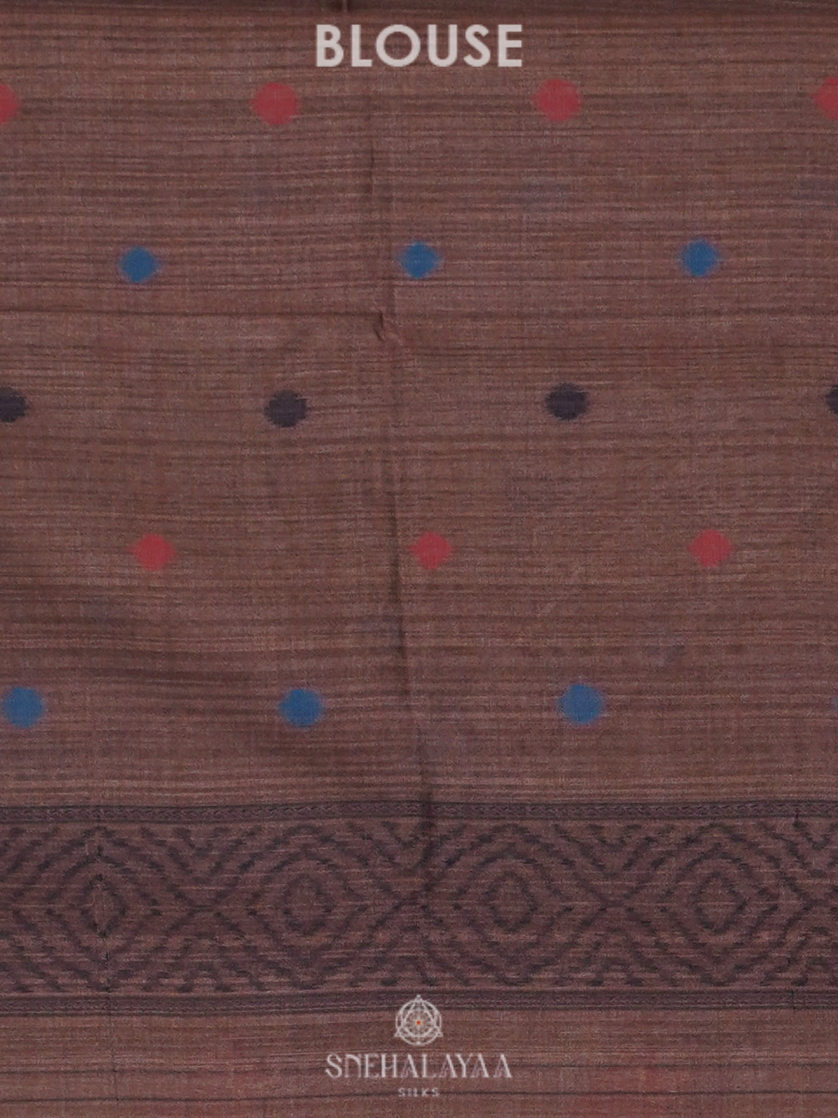 Brown Floral Printed Tussar Saree