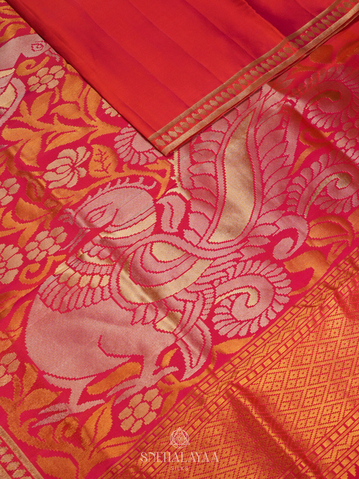 Ruby Red Kanjivaram Silk Saree