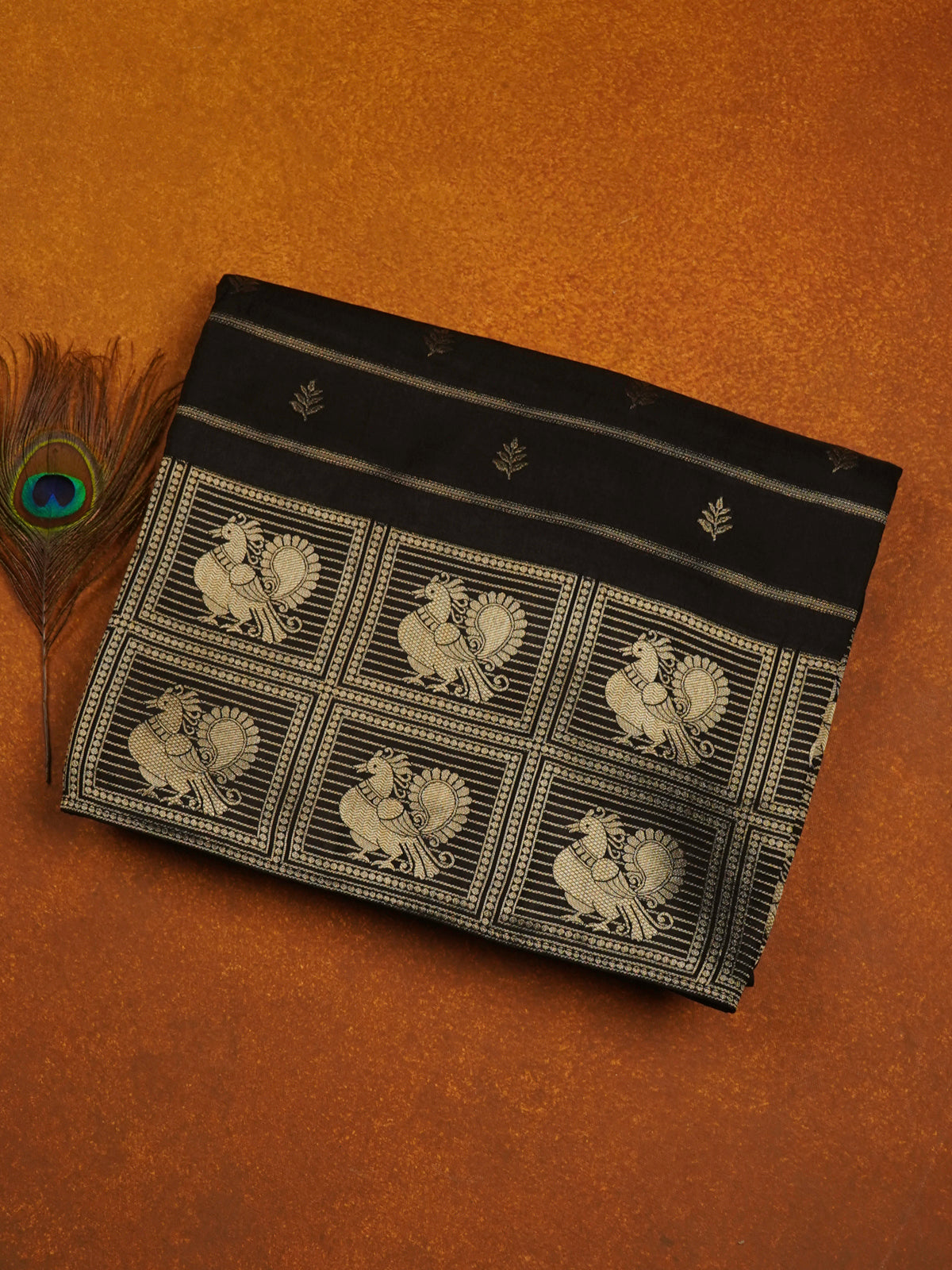 Black Banaras Dola Silk Saree