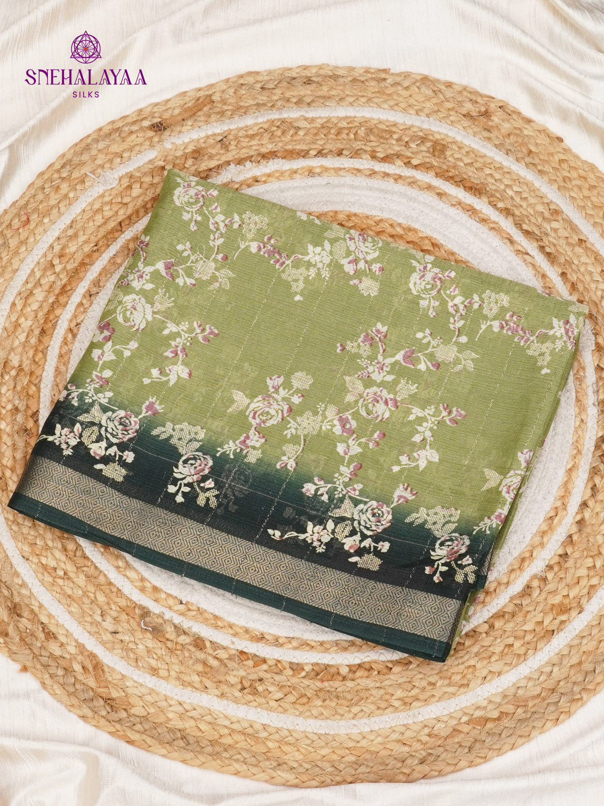 Olive Green Dola Silk Saree