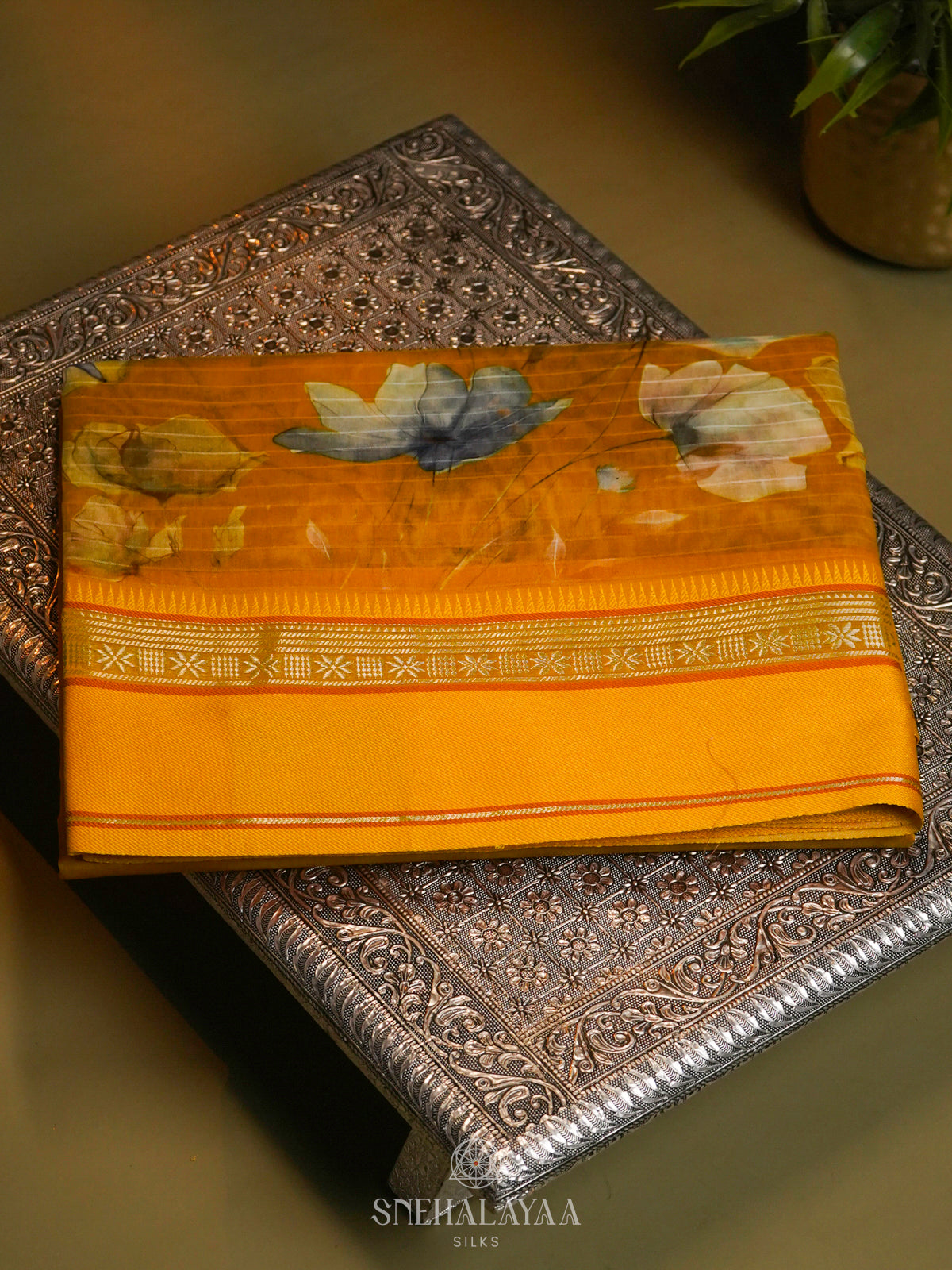 Mango Yellow Chanderi Saree