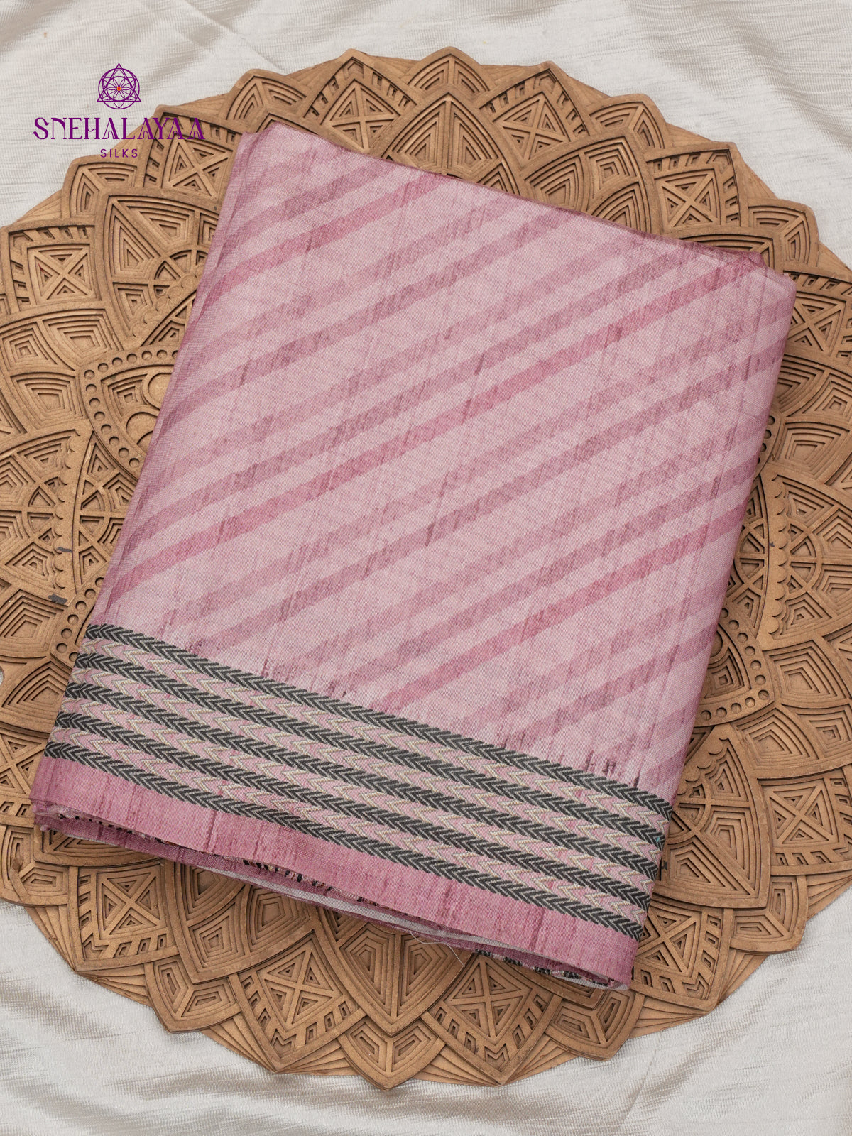 Mauve Pink Tussar Embroidery Saree