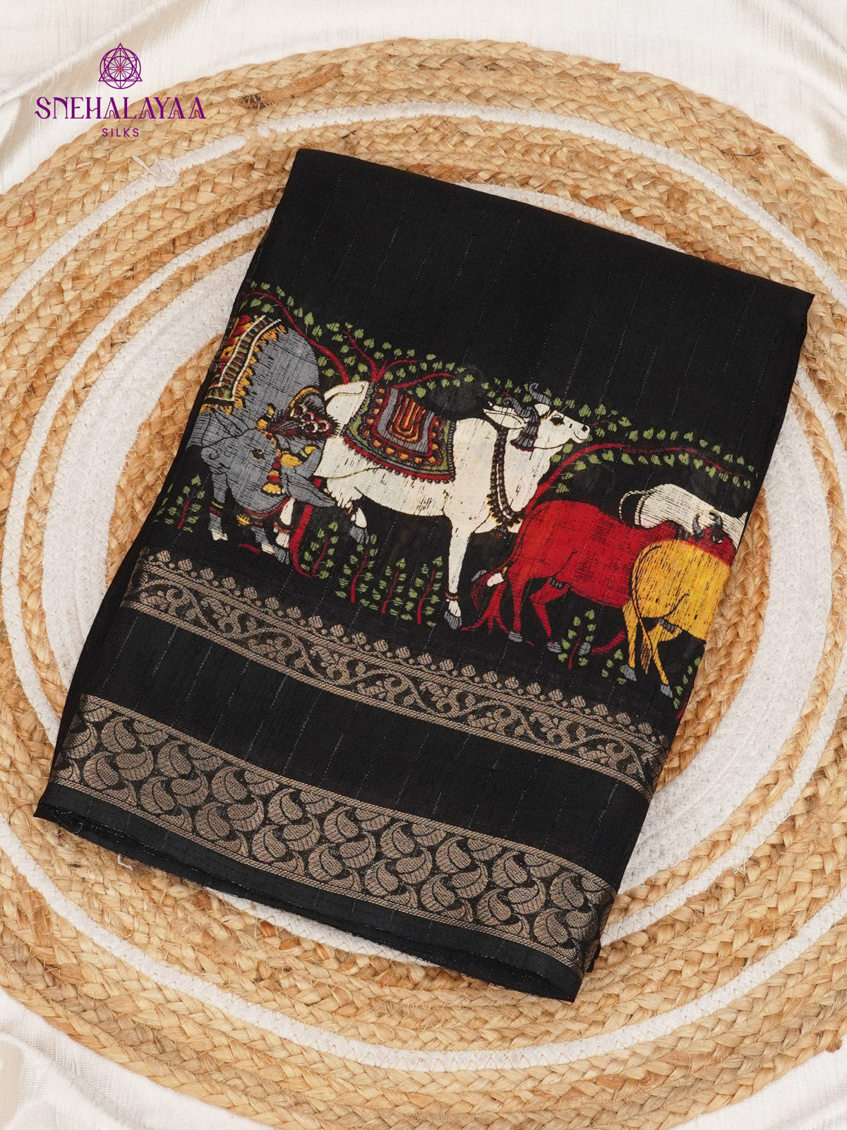 Black Dola Silk Saree