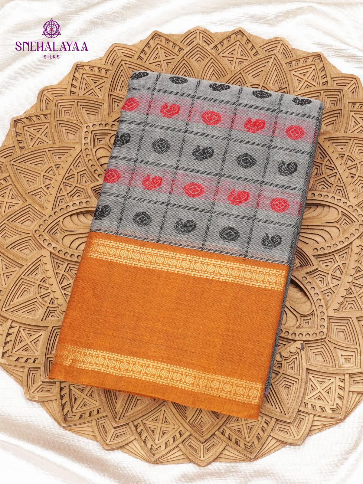 Grey Pure Kanchi Cotton Saree