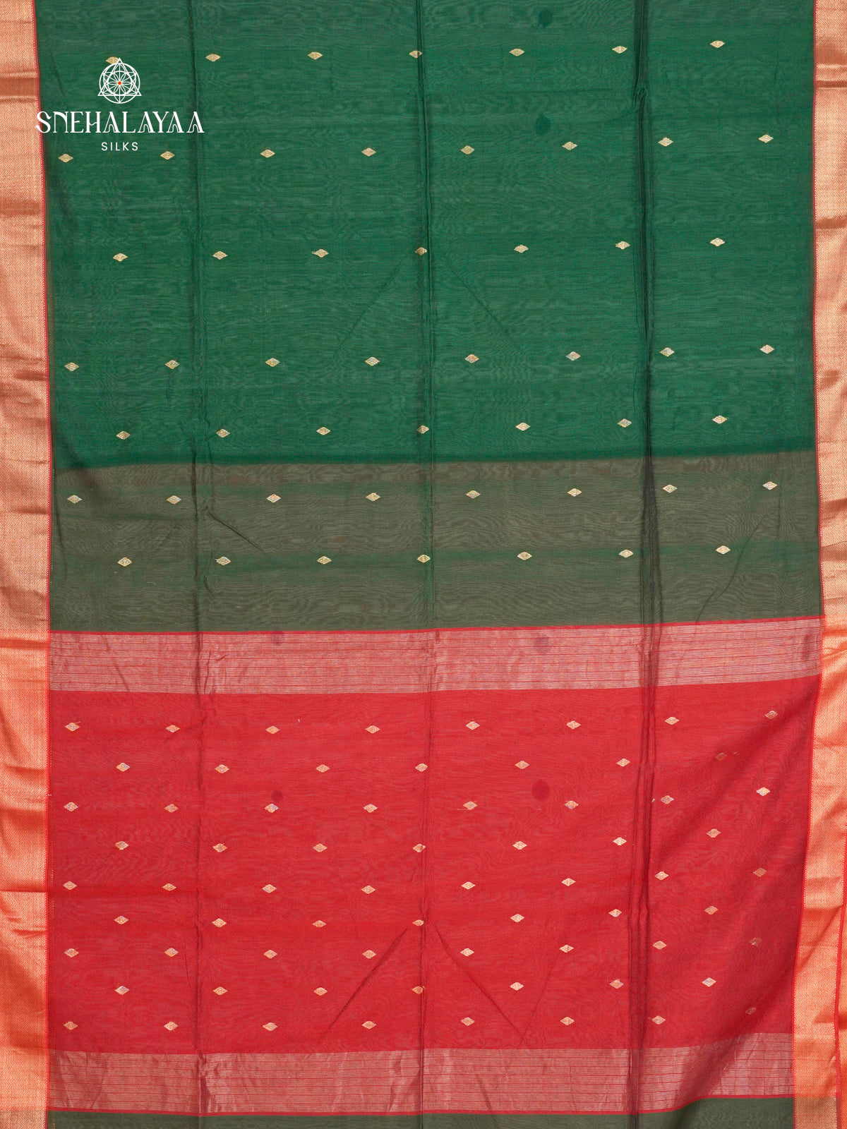 Forest Green Maheshwari Silk Cotton Saree