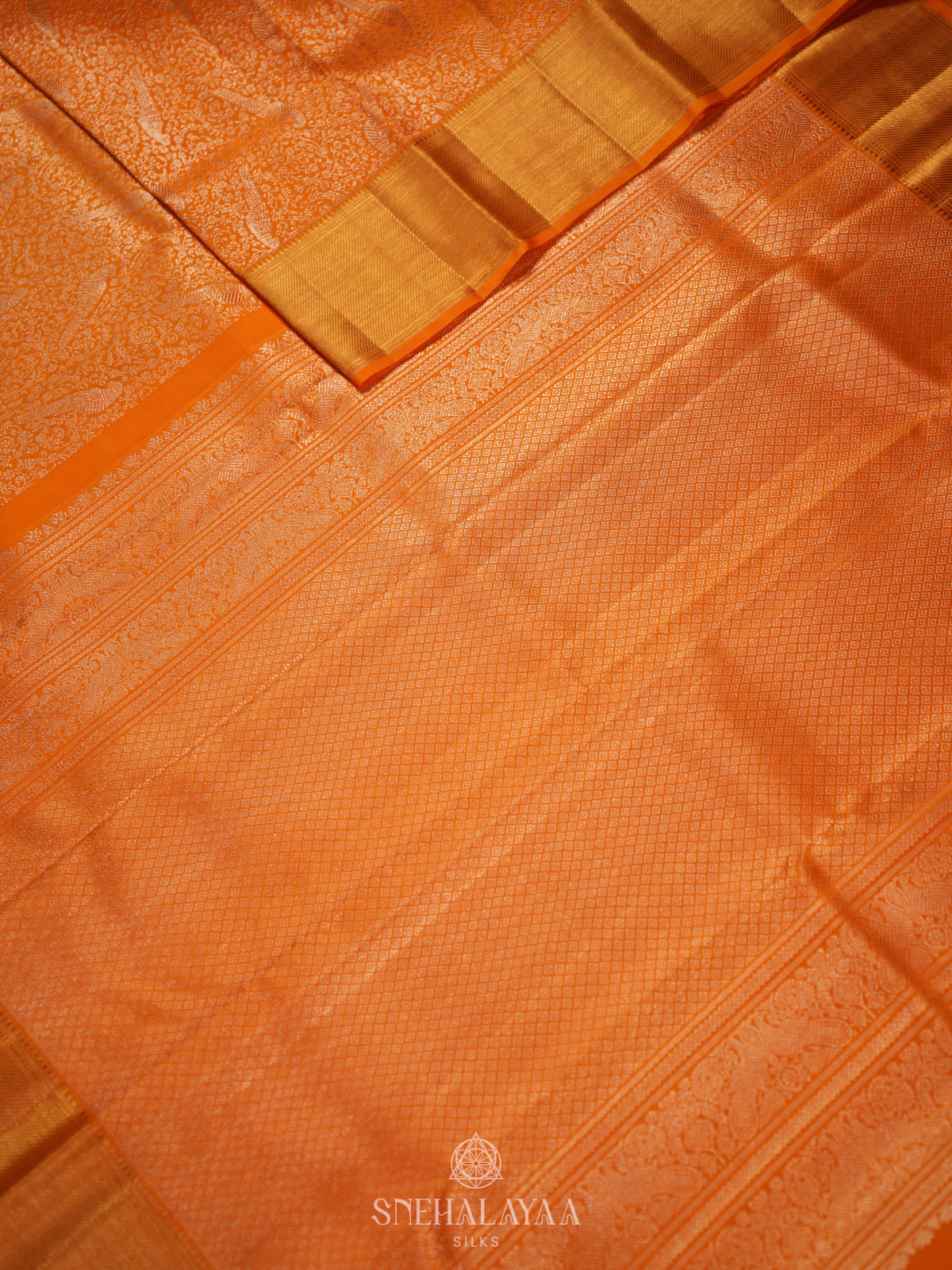 Orange Kanjivaram Silk Saree