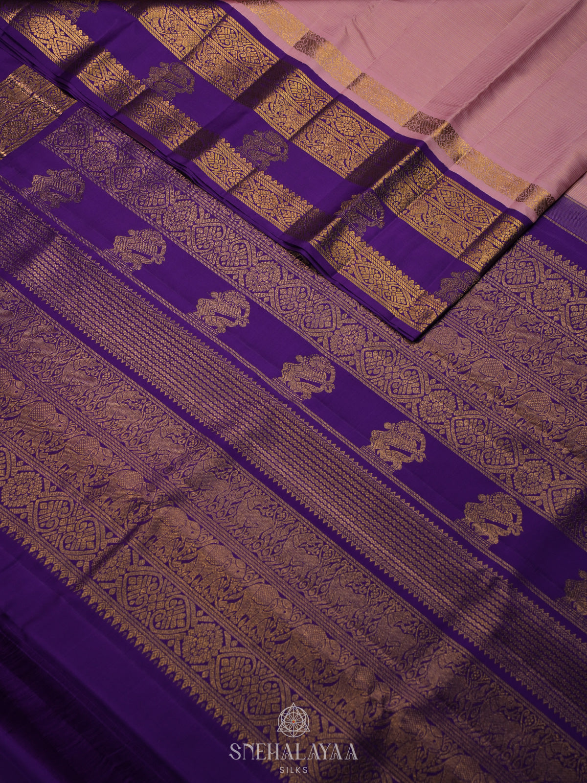 Lilac Pink Kanjivaram Silk Saree