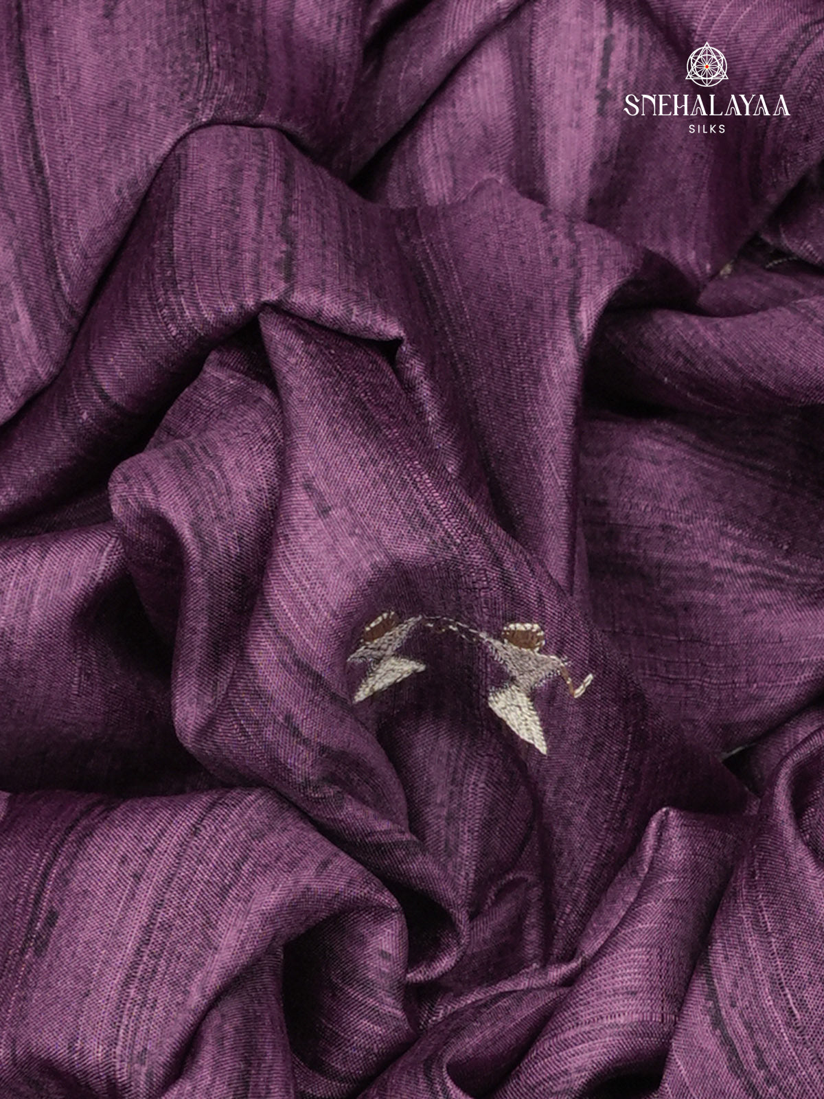 Rich Purple Tussar Embroidery Saree