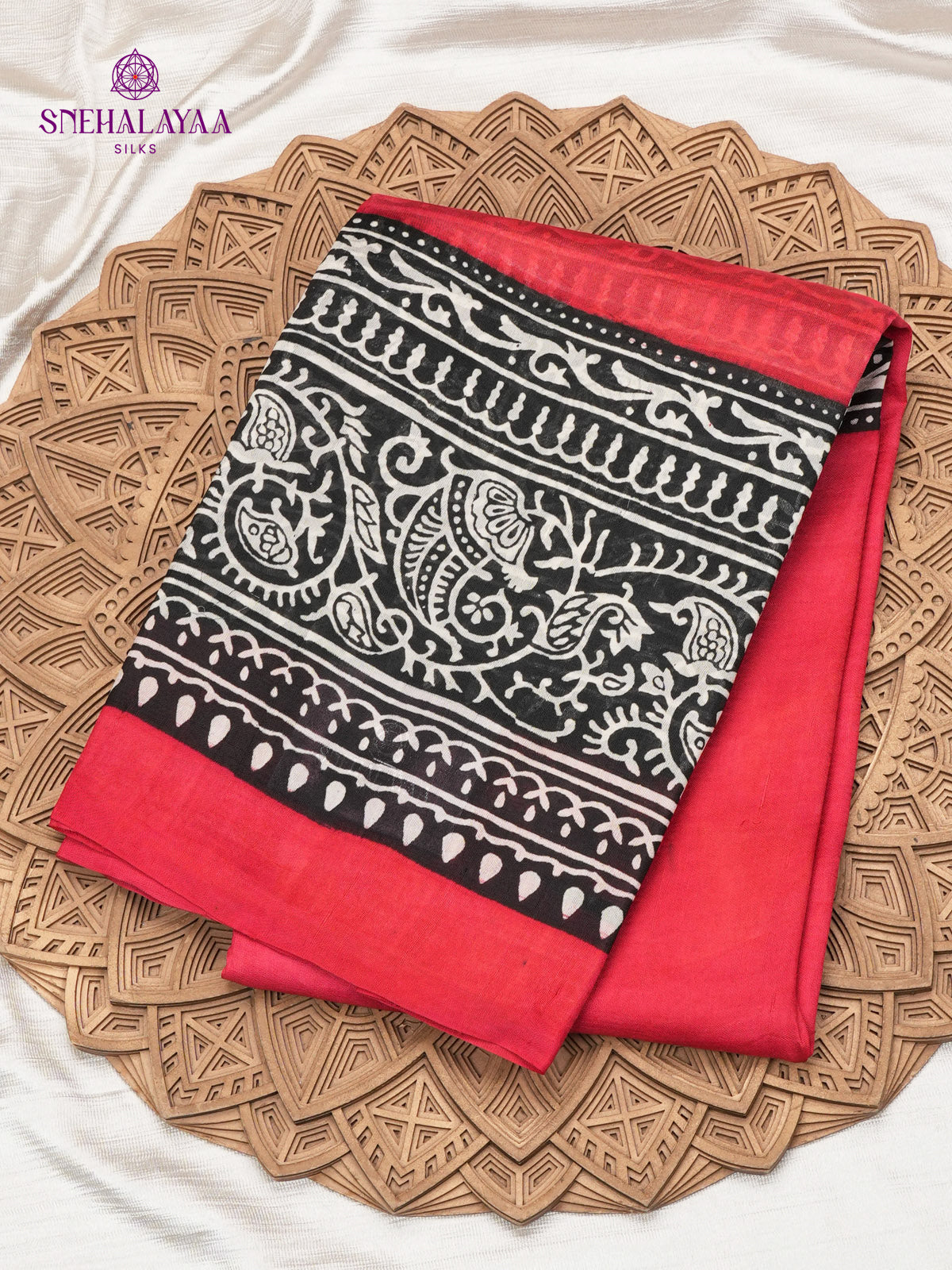 Red Tussar Silk Saree