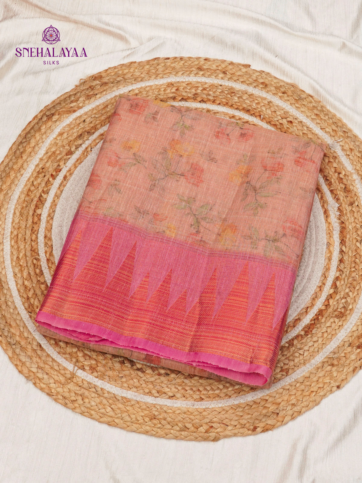 Peach Linen Tissue Saree