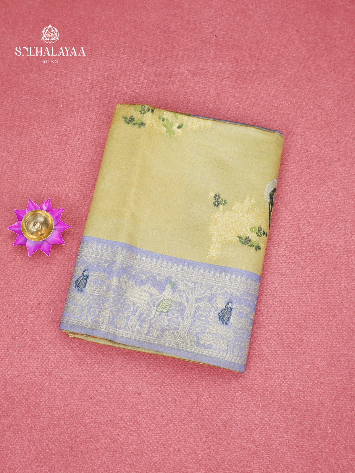 Lime Green Jute Saree