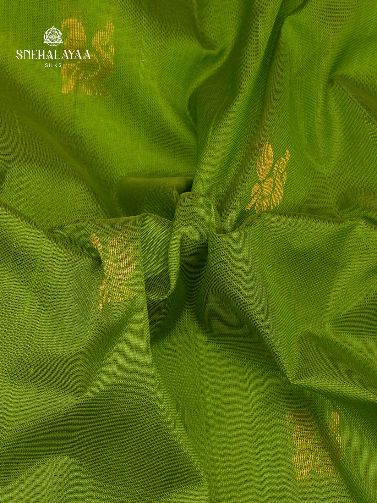 Green Kuppadam Silk Cotton Saree with Contrast Border & Woven Motifs