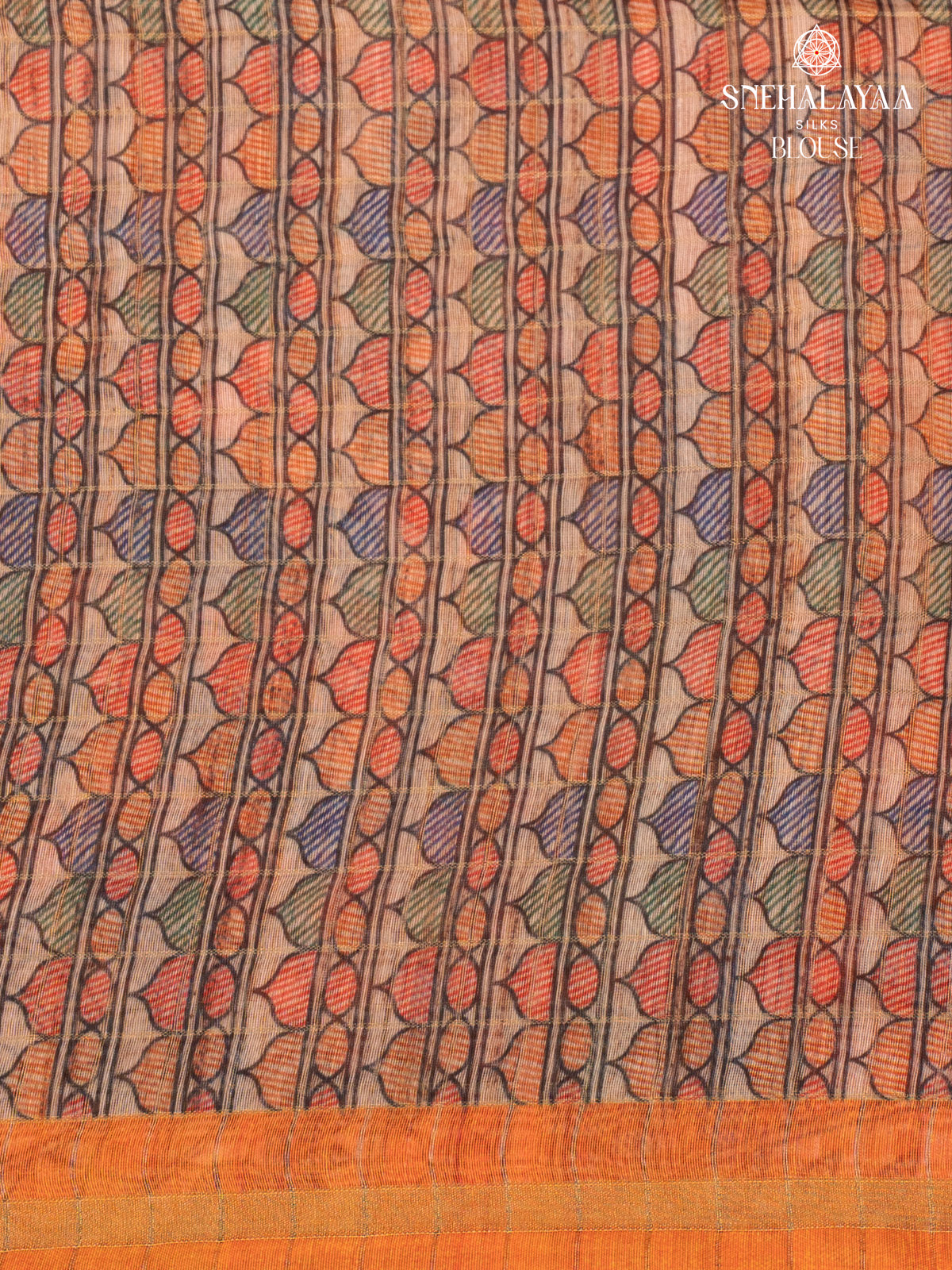 Orange Madhubani Saree