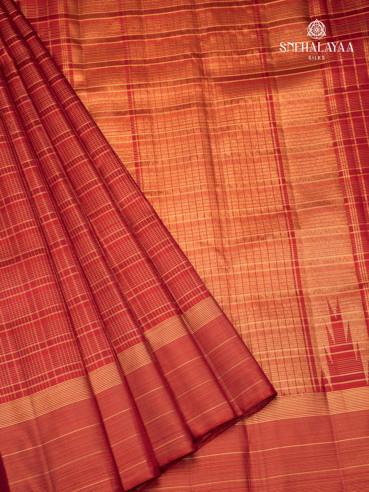 Rust Orange Kanjivaram Silk Saree