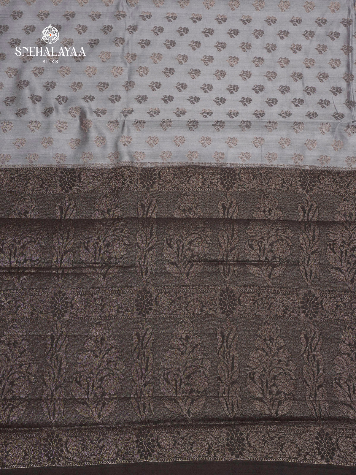 Grey Banaras Chiniya Silk Saree