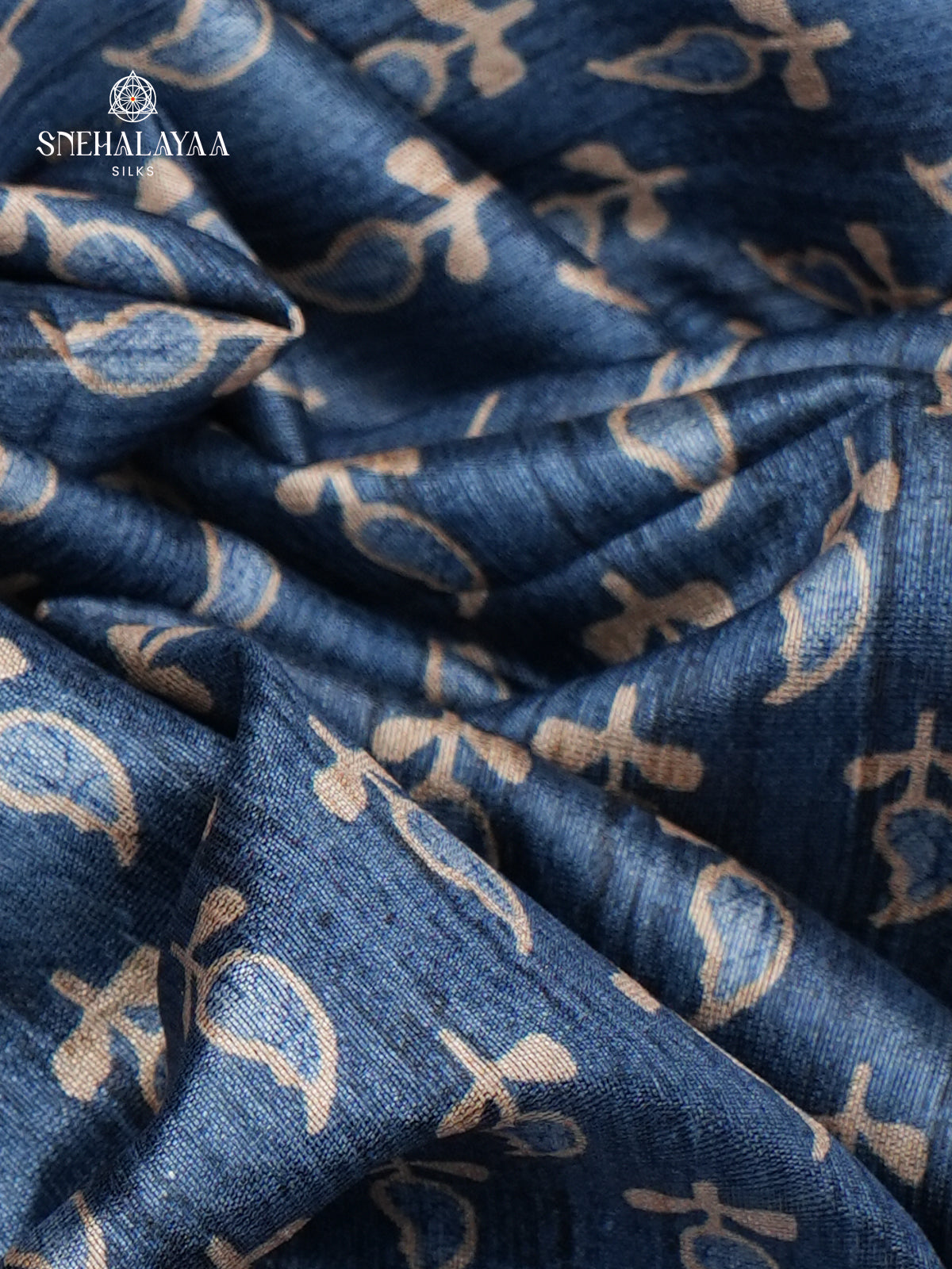 Blue Tussar Embroidery Saree
