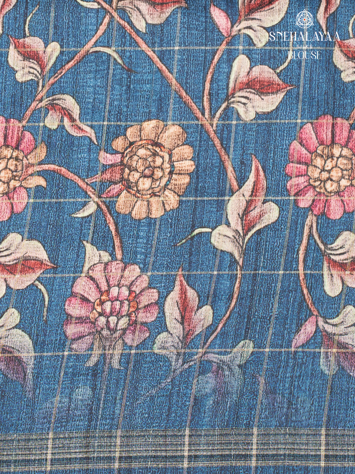 Teal Blue Jute Saree