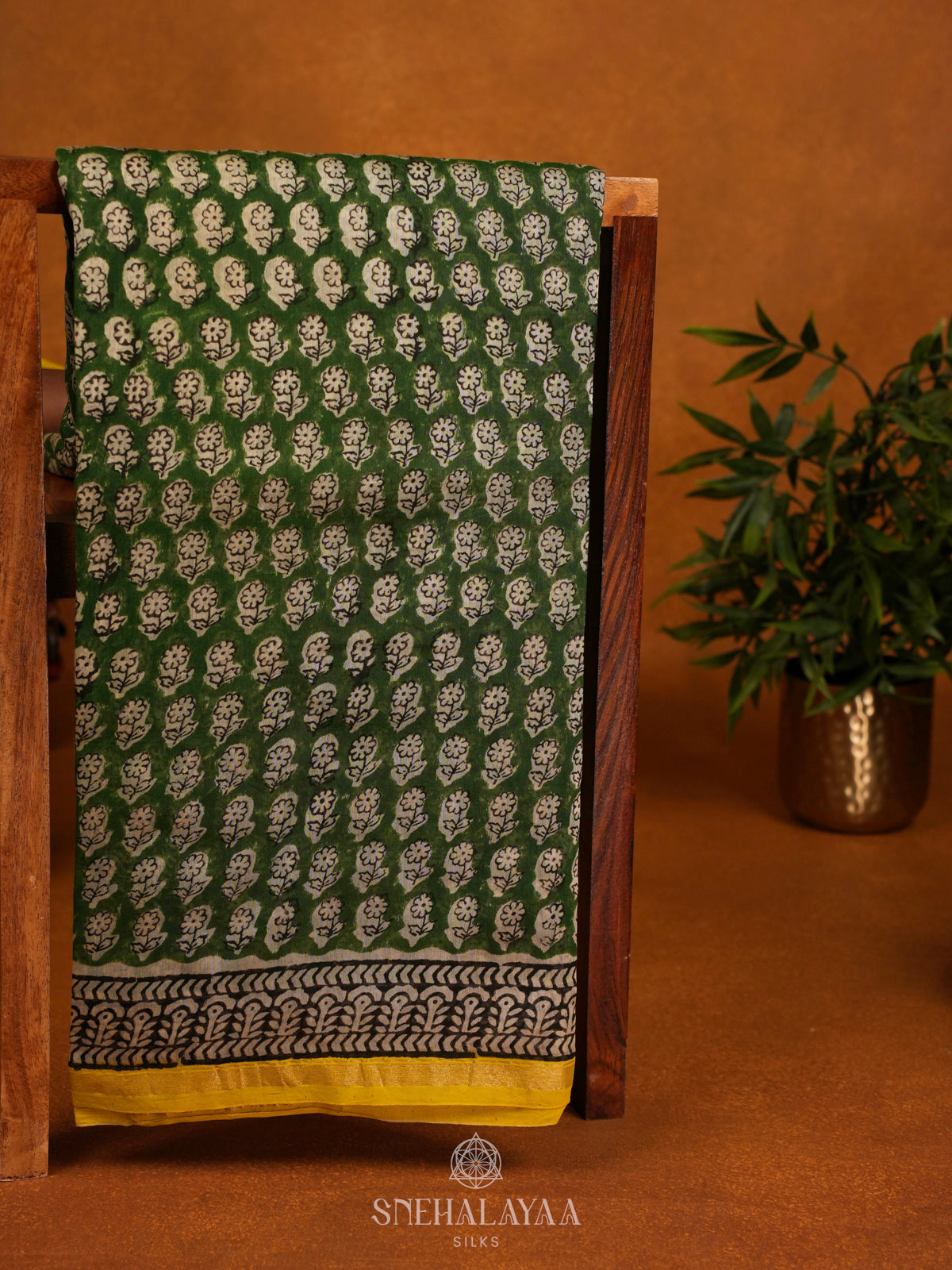 Olive Green Chanderi Saree