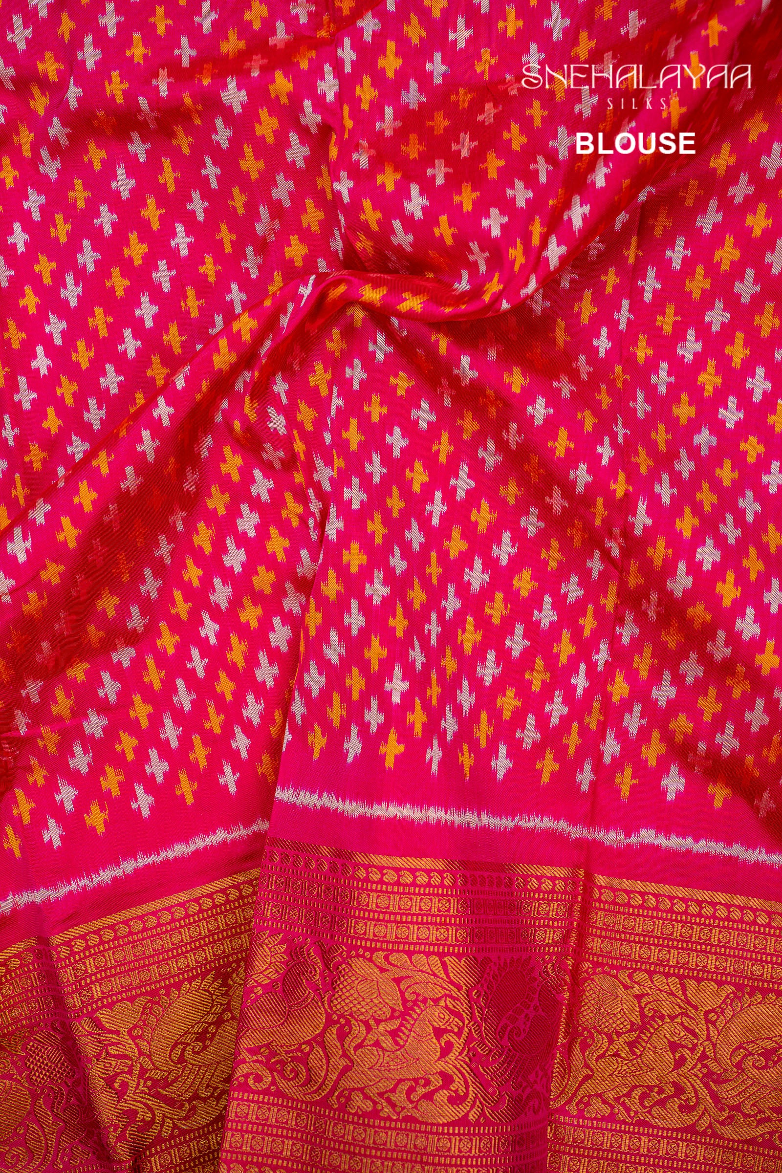 Rani Pink Ikat Silk Saree