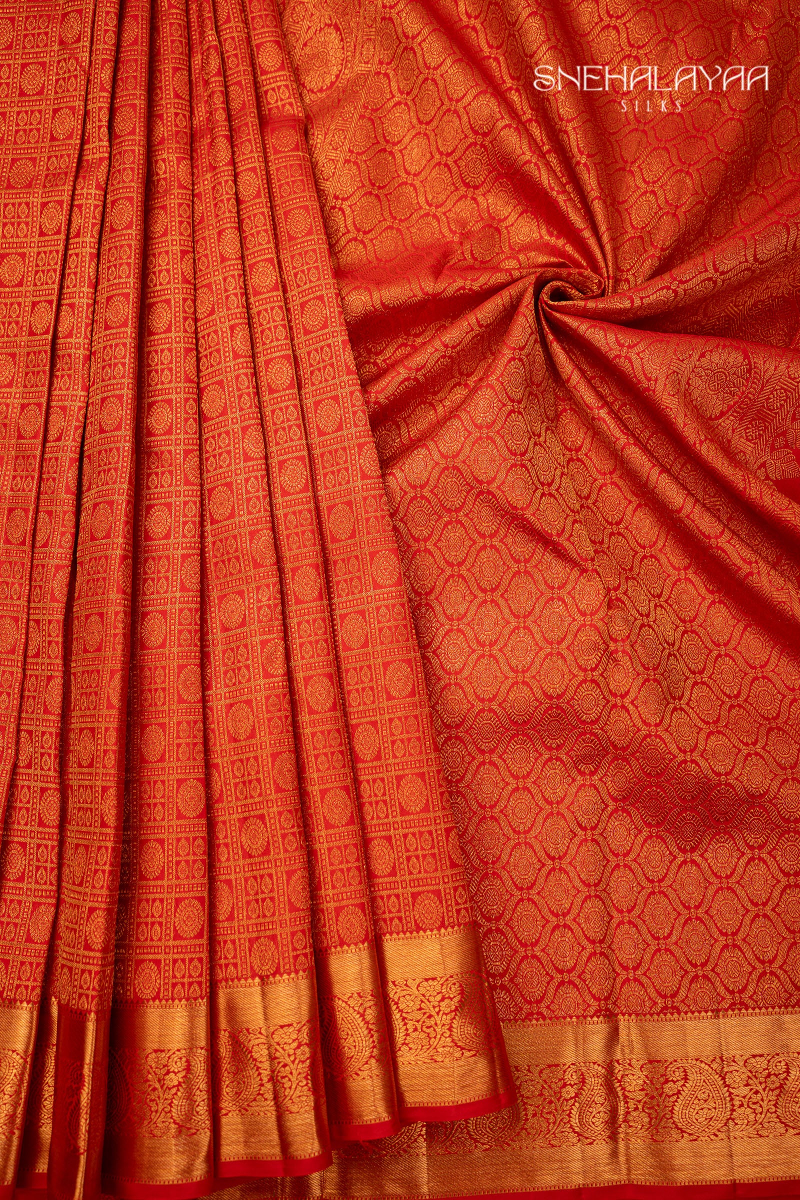 Rose Red Kancheevaram Silk Saree