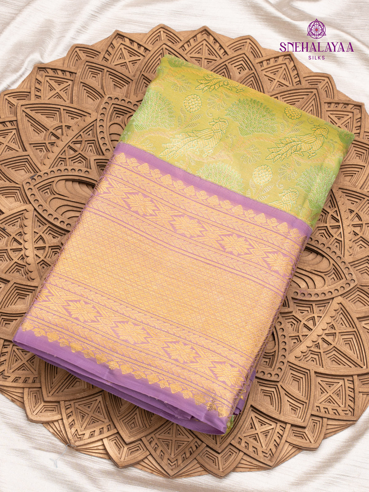 Lime Green Kanjivaram Silk Saree