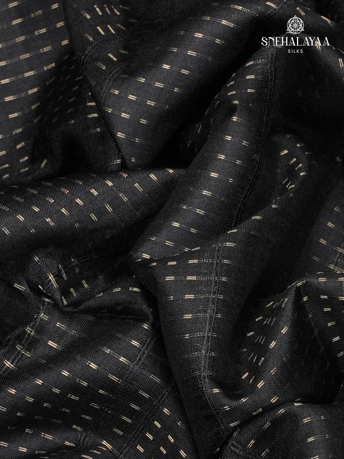 Black Floral Printed Tussar Saree