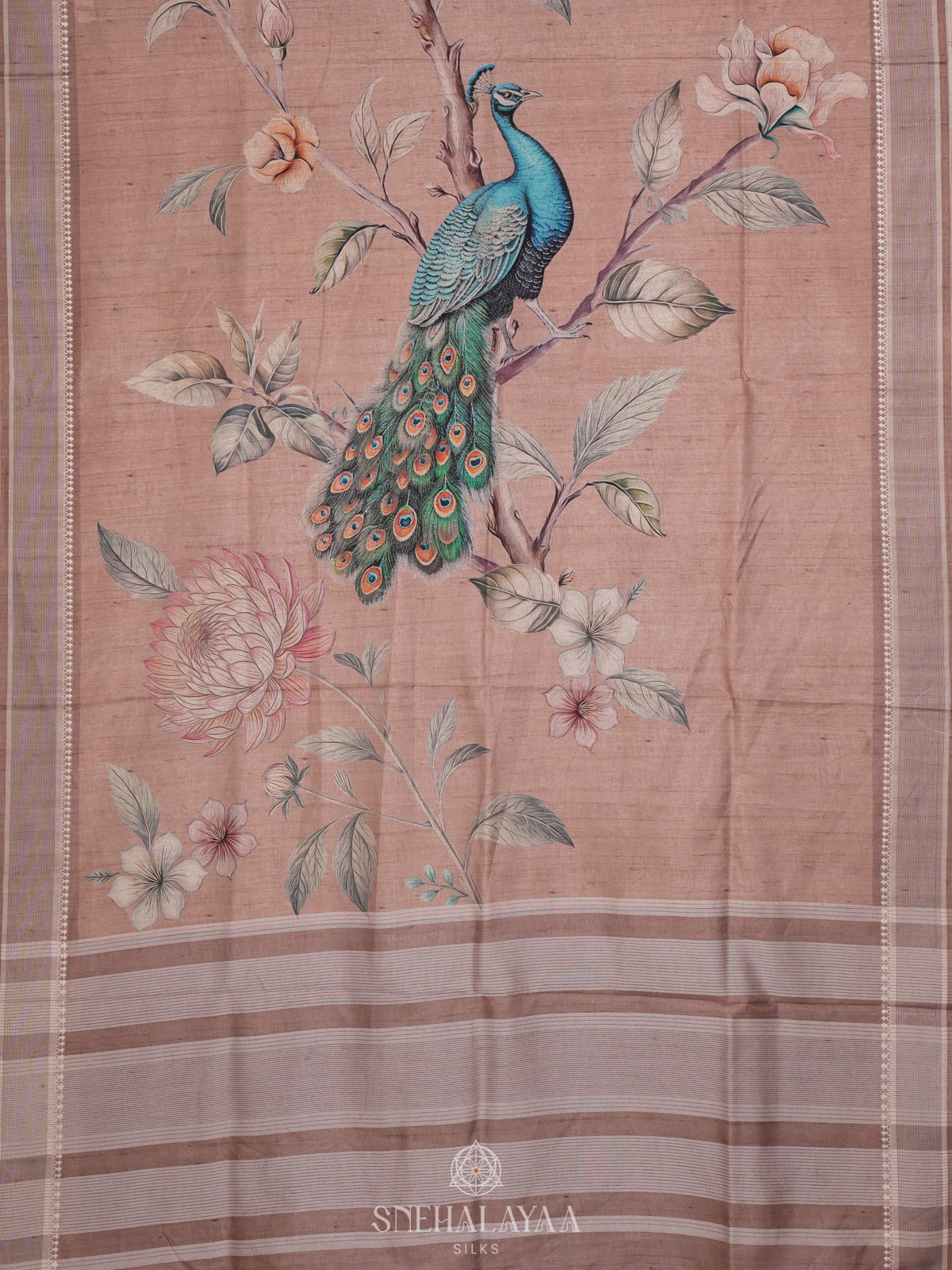 Beige Tussar Saree